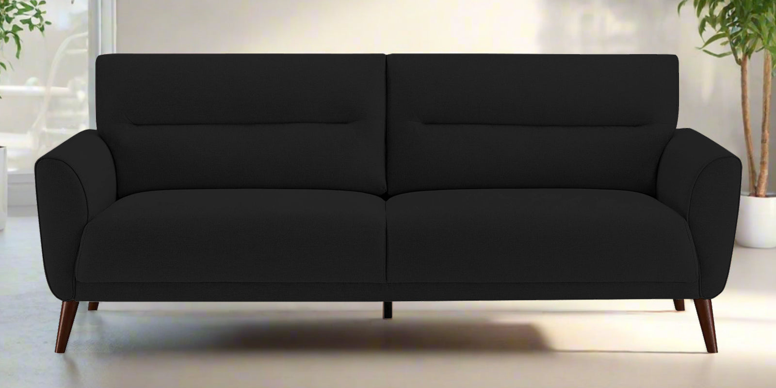 Castro Fabric 3 Seater Sofa In Zed Black Colour - Febonic Living