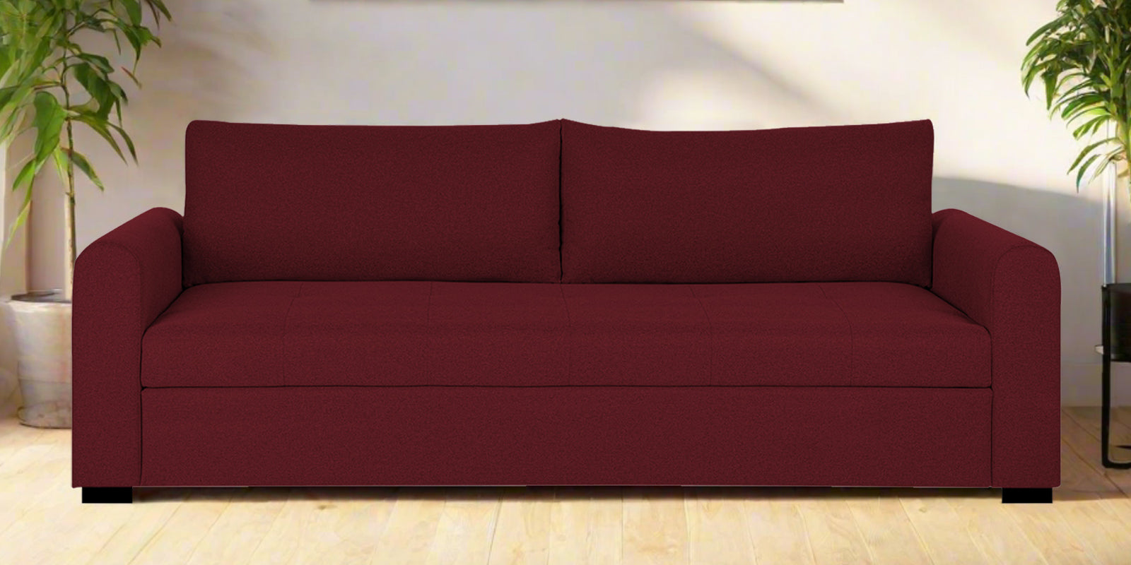 Sigma Fabric 3 Seater Sofa In Blood Maroon Colour - Febonic Living
