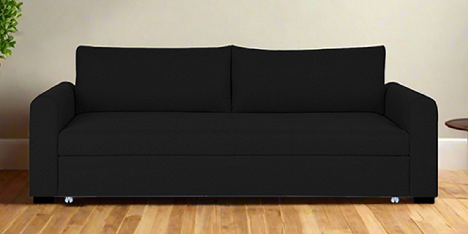 Sigma Fabric 3 Seater Pull Out Sofa Cum Bed In Zed Black Colour - Febonic Living