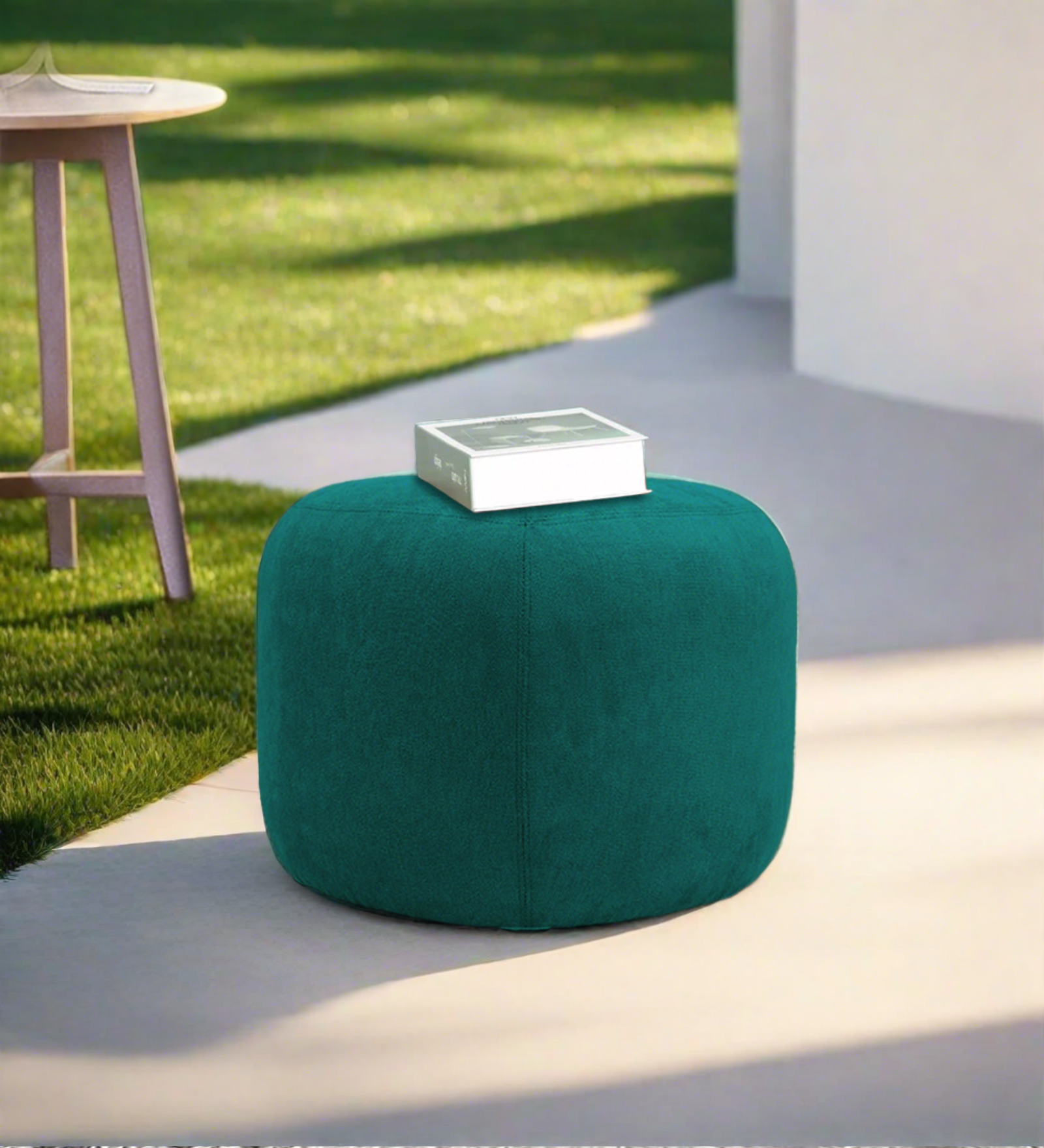 Keori Fabric Pouffe In Sea Green Colour - Febonic Living