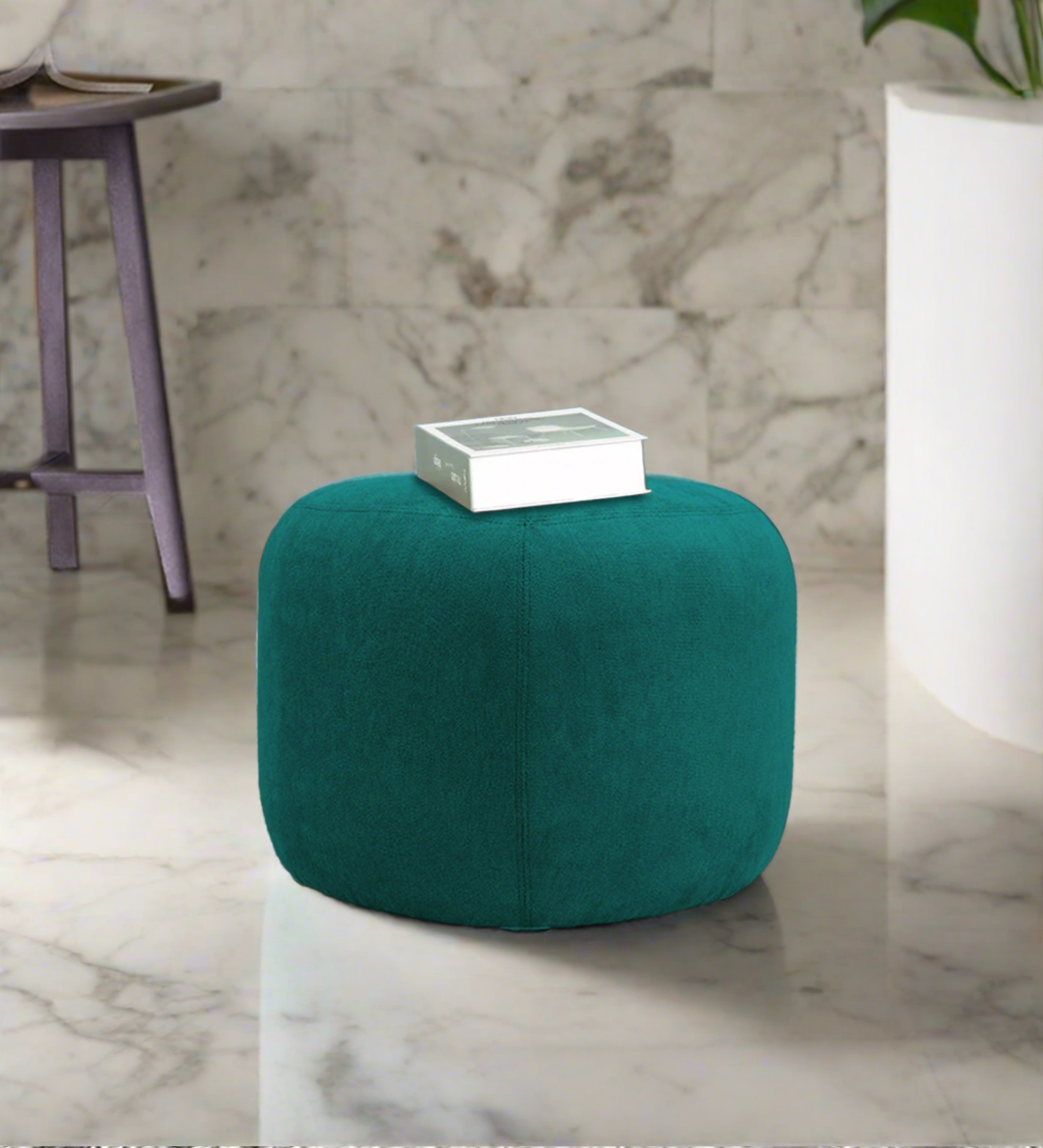 Keori Fabric Pouffe In Sea Green Colour - Febonic Living