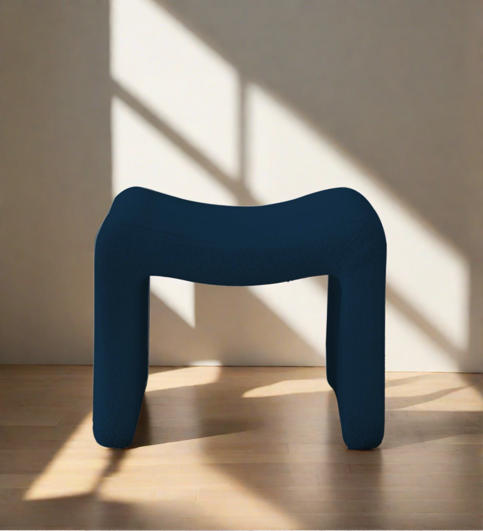 Olive Boucle Foot Stool In Danim Blue Colour - Febonic Living