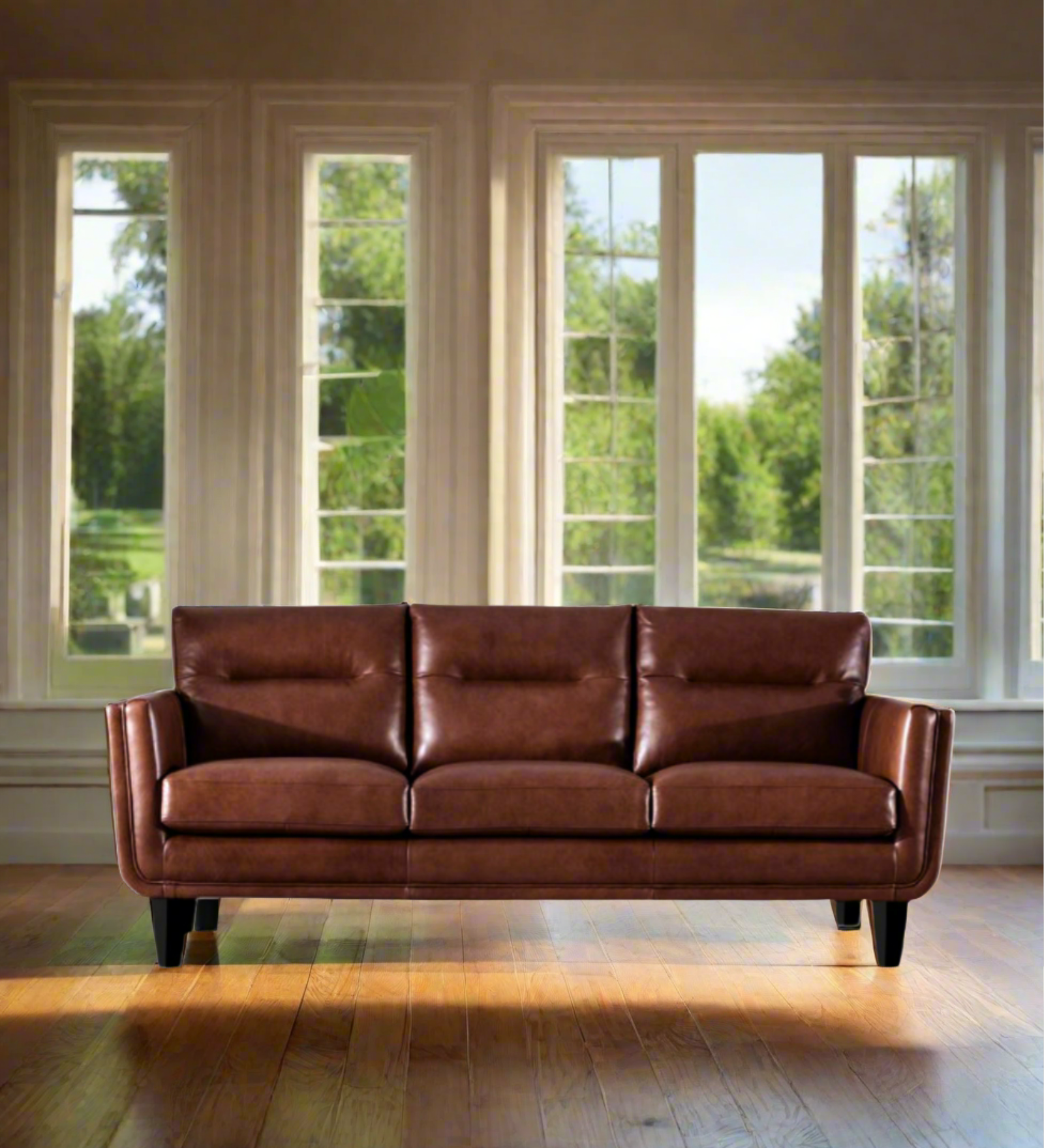 Kiko Leatherette 3 Seater Sofa In Lama Brown Colour - Febonic Living