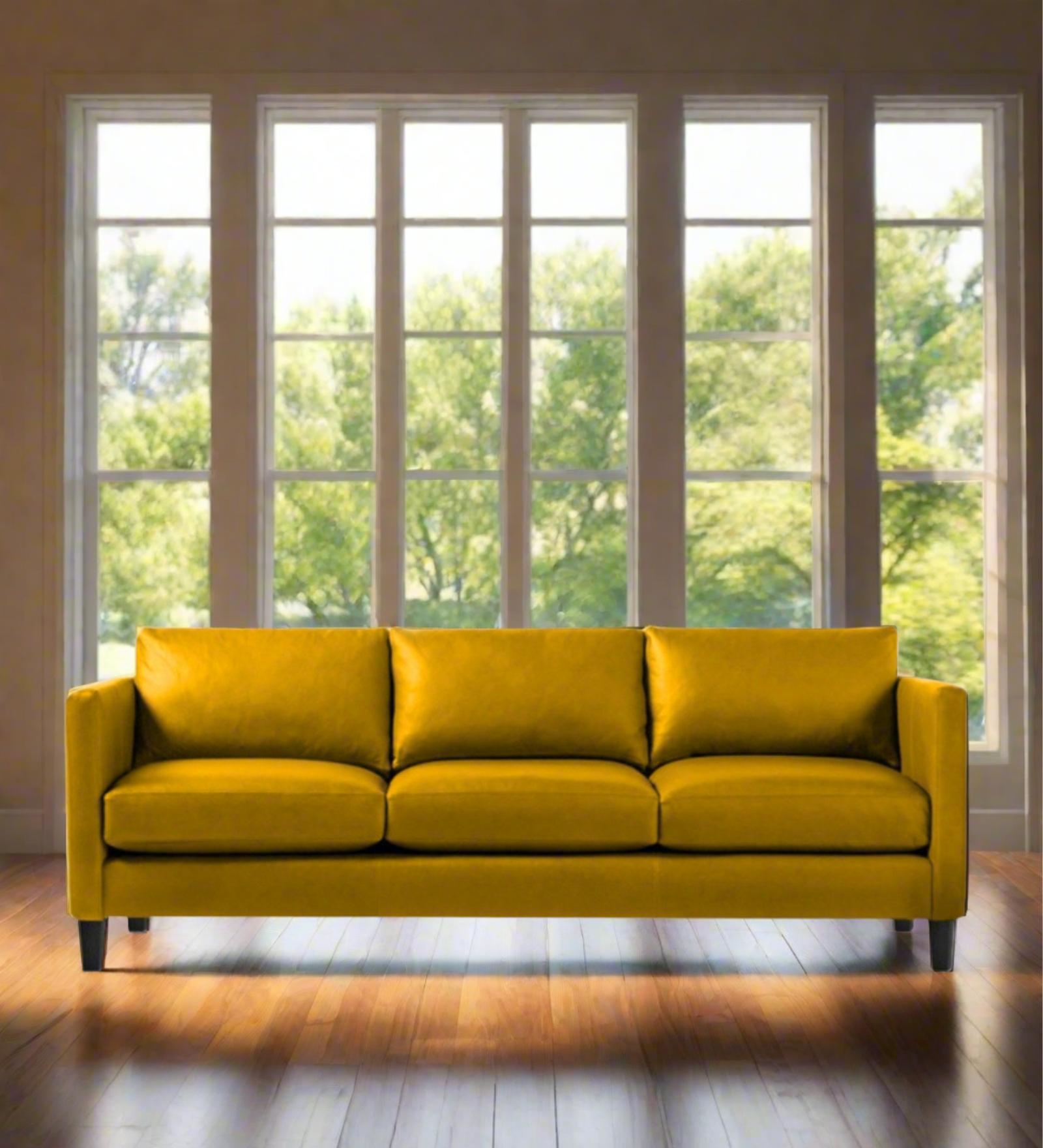 Livi Leatherette 3 Seater Sofa In Lama Yellow Colour - Febonic Living