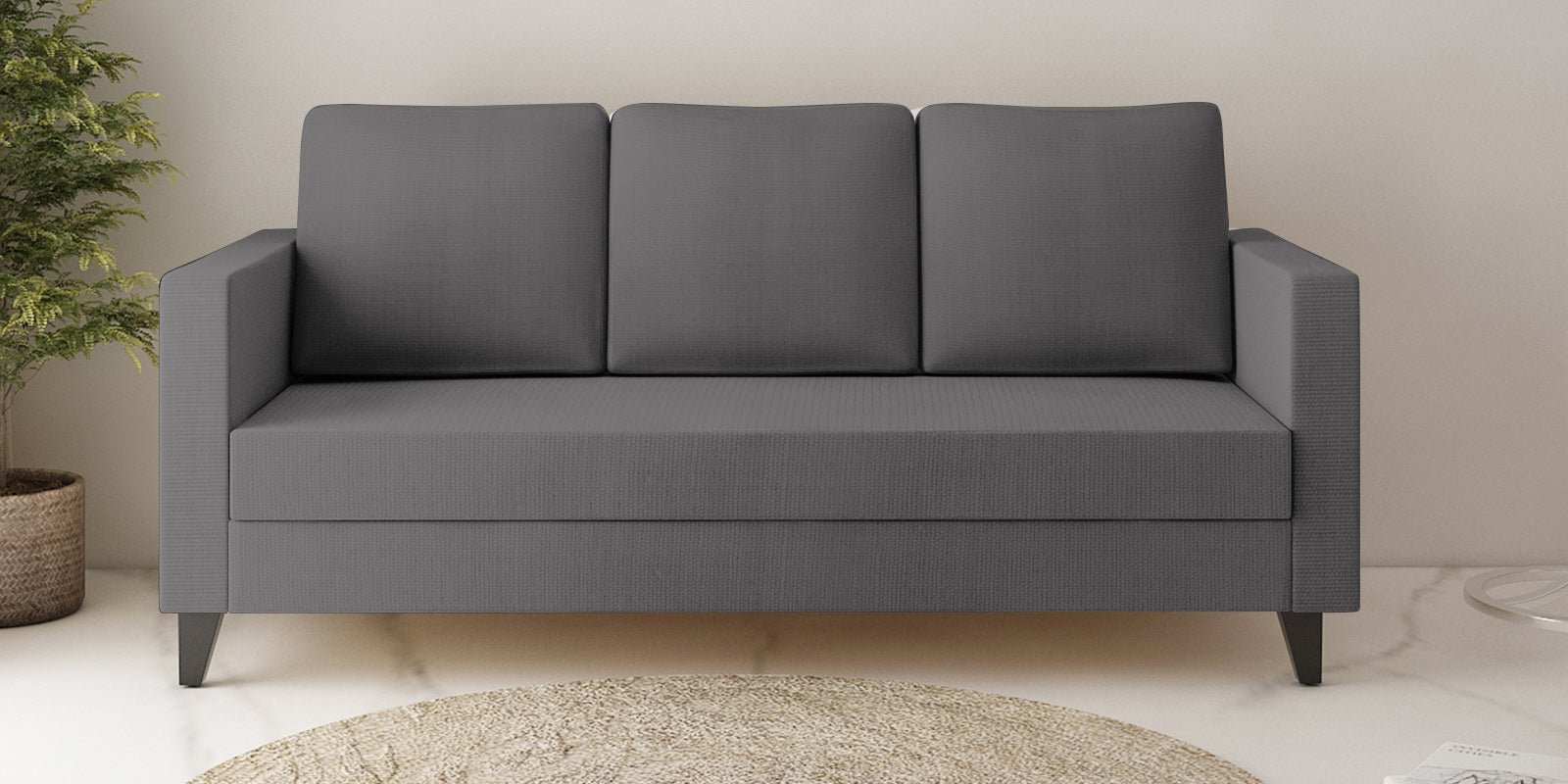Nori Fabric 3 Seater Sofa In Sudo Grey Colour - Febonic Living