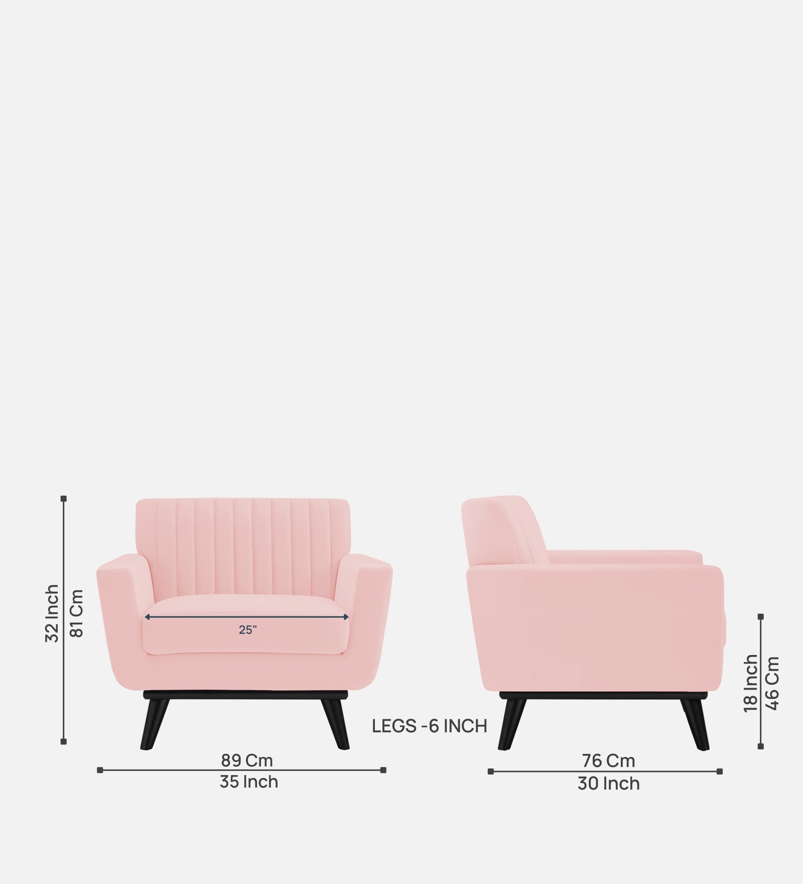 Tucker Velvet 1 Seater Sofa In Millennial Pink Colour - Febonic Living