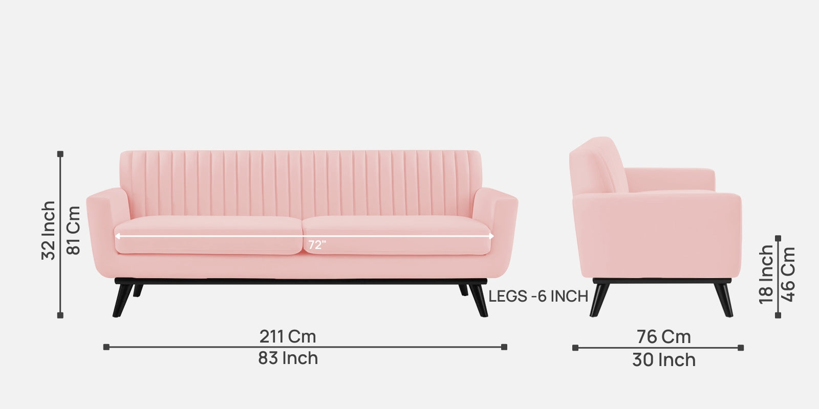Tucker Velvet 3 Seater Sofa In Millennial Pink Colour - Febonic Living