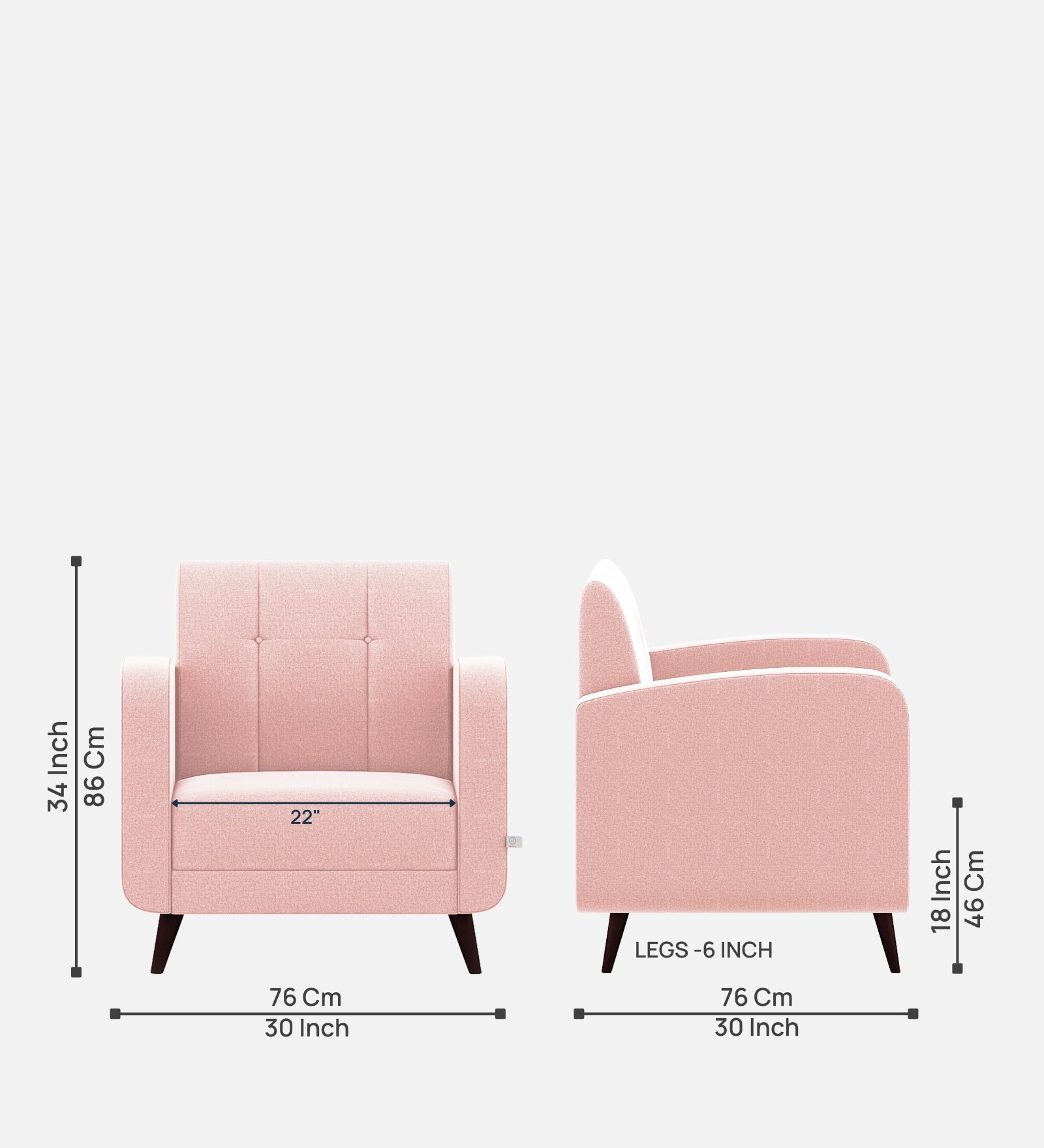 Wiki Velvet 1 Seater Sofa In Millennial Pink Colour - Febonic Living
