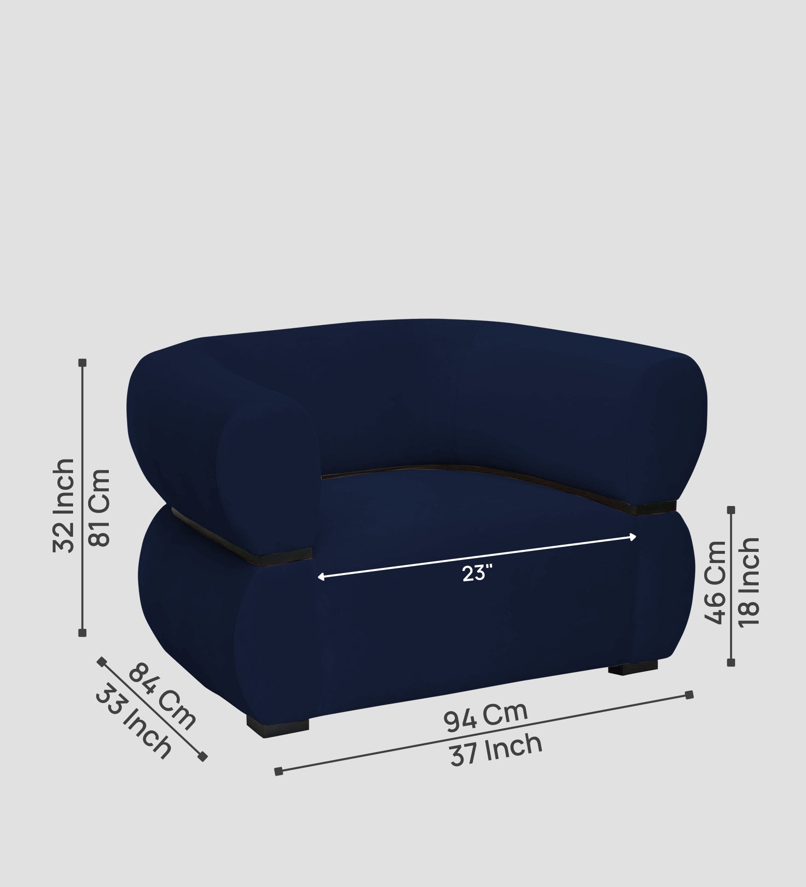 Kula Velvet 1 Seater Sofa In Indigo Blue Colour - Febonic Living