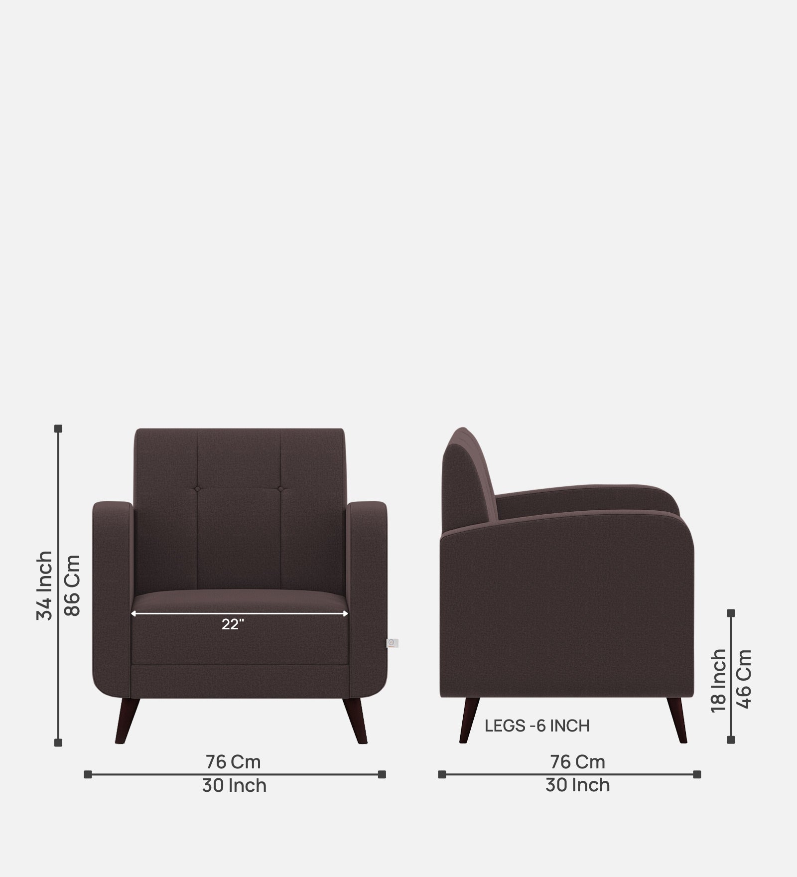 Wiki Velvet 1 Seater Sofa In Mocha Brown Colour - Febonic Living
