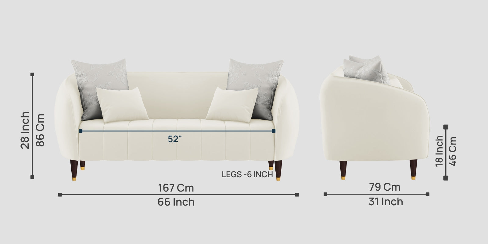 Hairo Velvet 2 Seater Sofa In Warm White Colour - Febonic Living