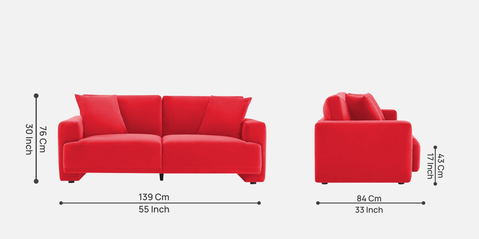 Kosta Velvet 2 Seater Sofa in Ox Blood Maroon Colour