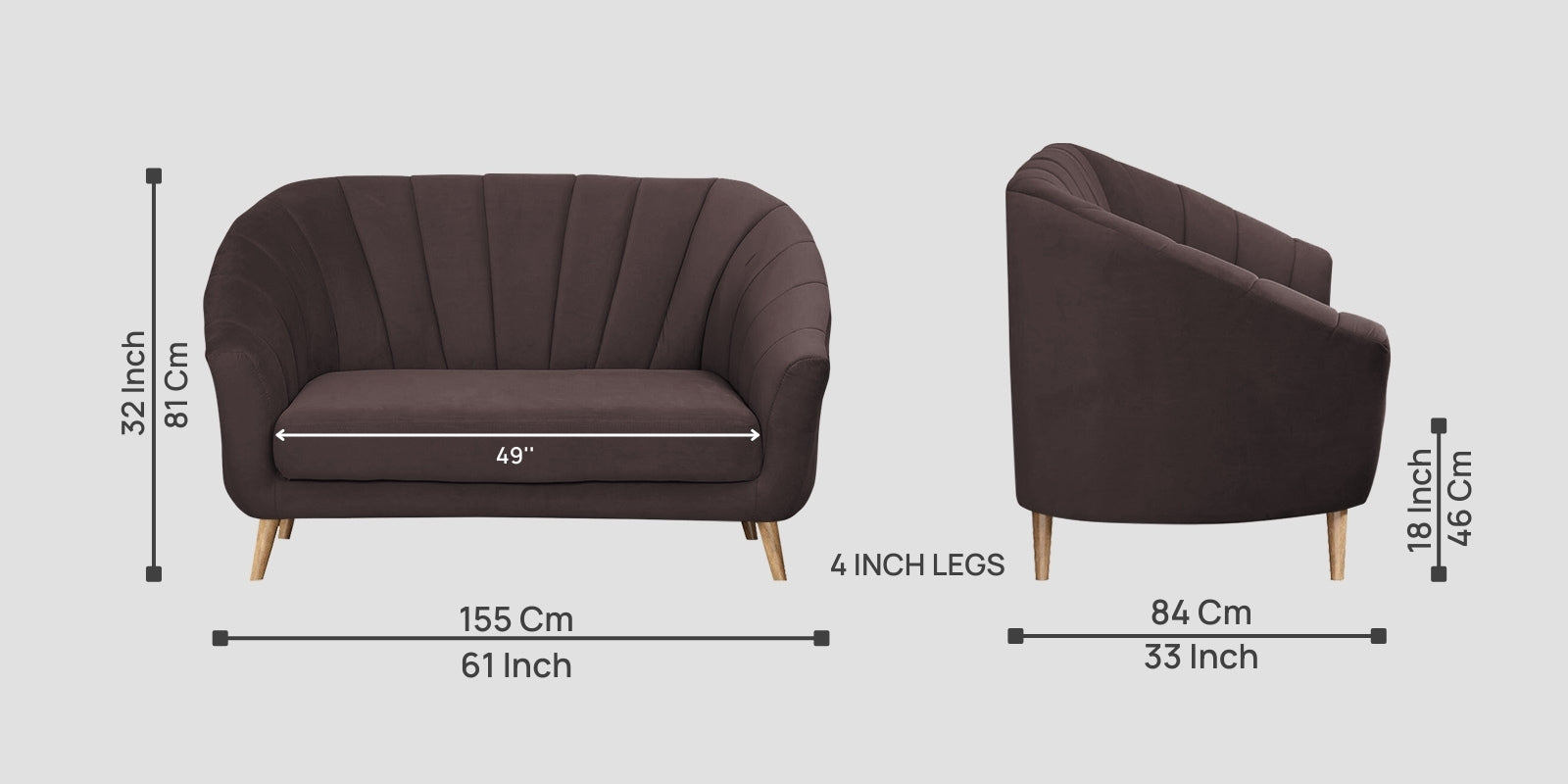 Kaylee Velvet 2 Seater Sofa In Mocha Brown Colour - Febonic Living