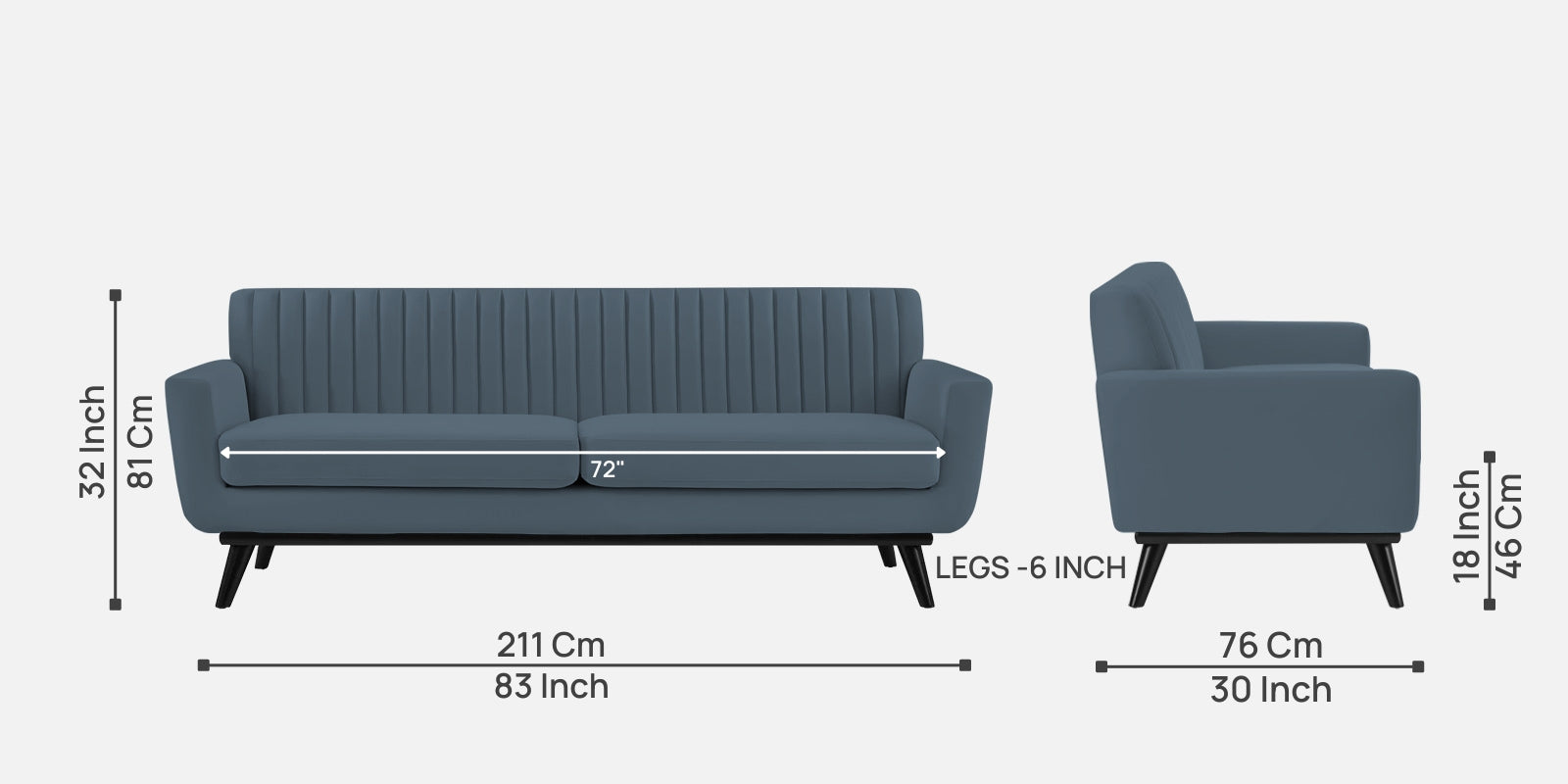 Tucker Velvet 3 Seater Sofa In Oxford Blue Colour - Febonic Living