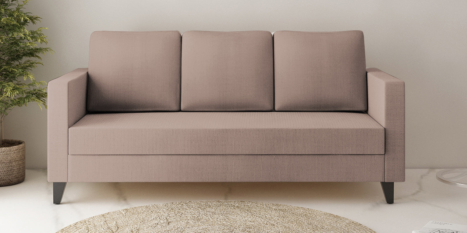 Nori Fabric 3 Seater Sofa In Kadhi Beige Colour - Febonic Living