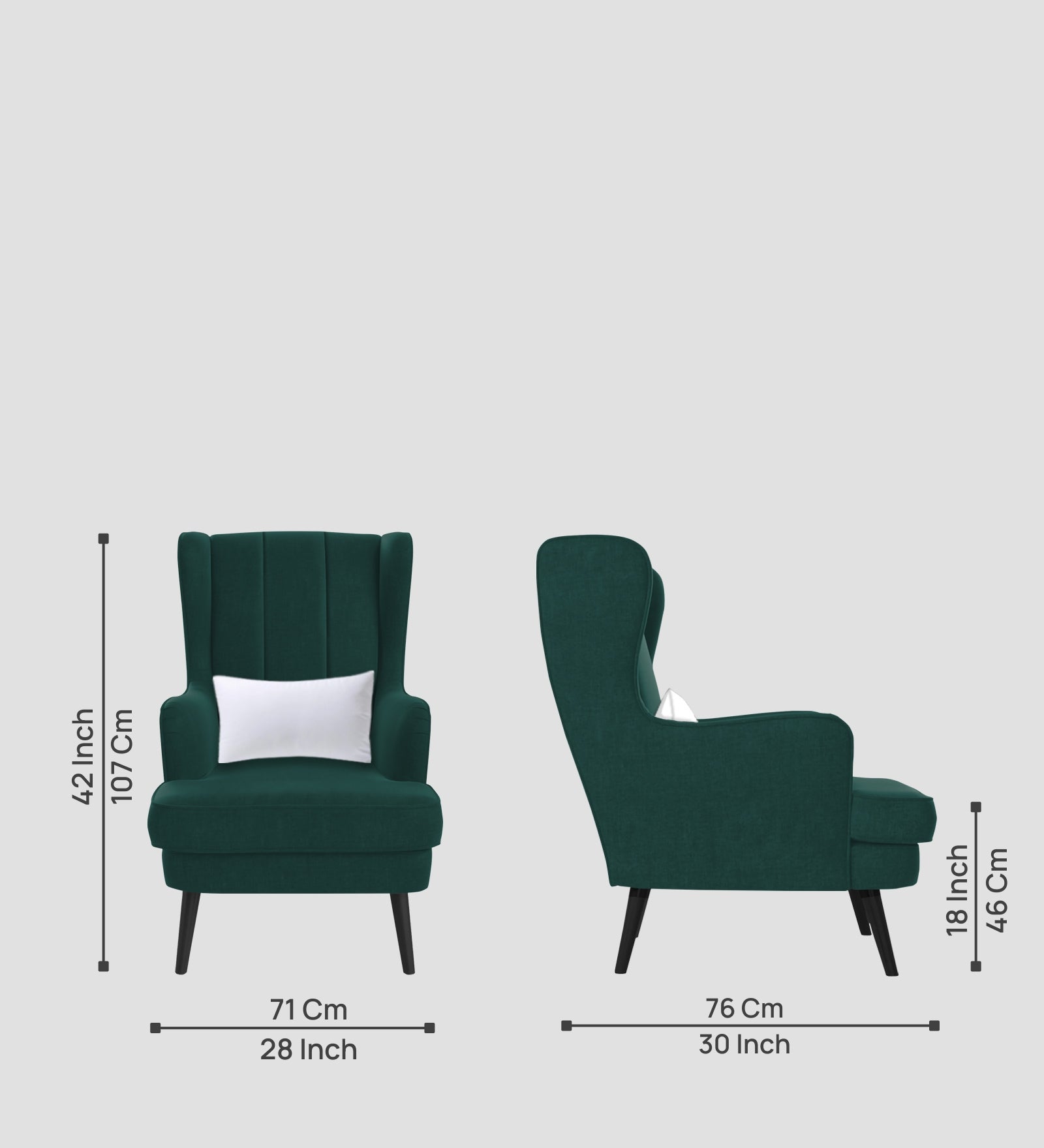 Niya Velvet Wing Chair In Pine Green Colour - Febonic Living