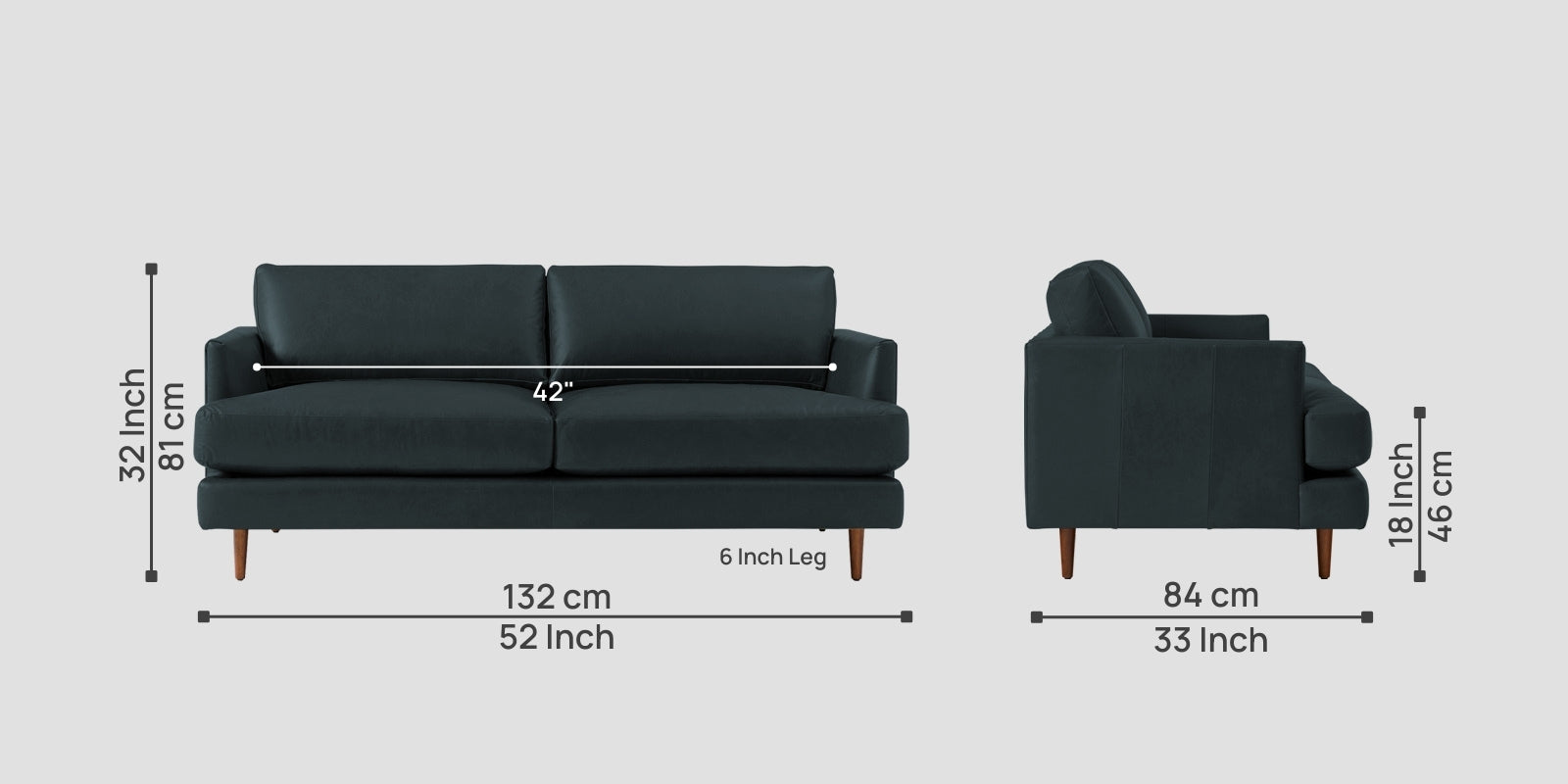Sterio Leatherette 2 Seater Sofa In Steel Blue Colour - Febonic Living