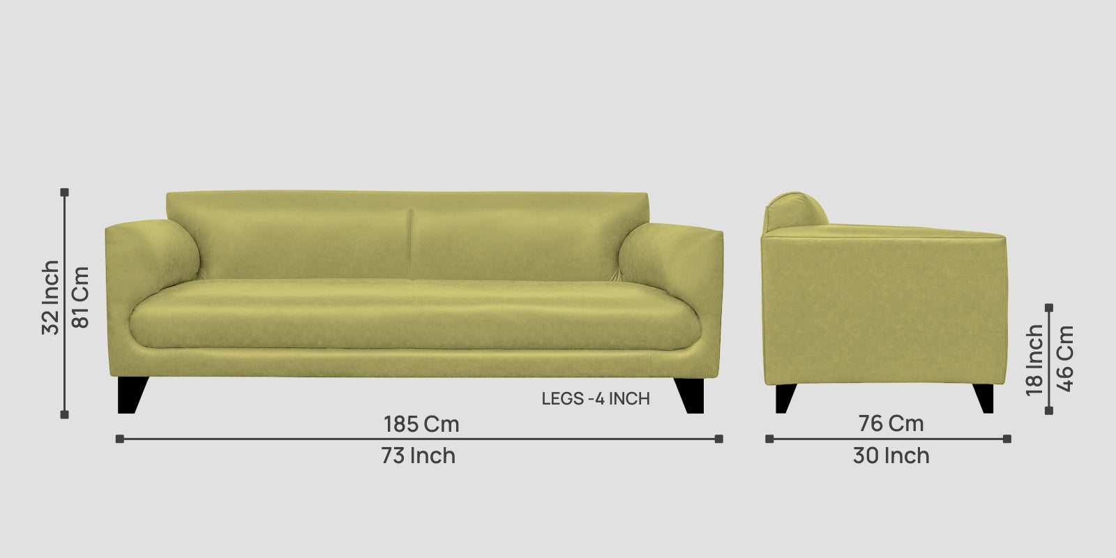 Convi Leatherette 3 Seater Sofa in Spring Green Colour