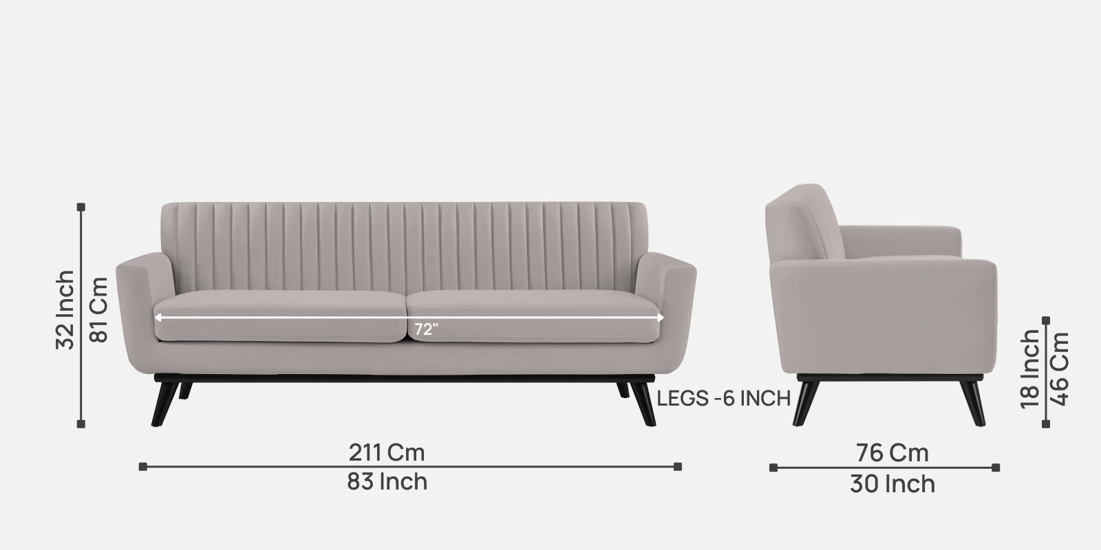 Tucker Velvet 3 Seater Sofa In Pearl Grey Colour - Febonic Living