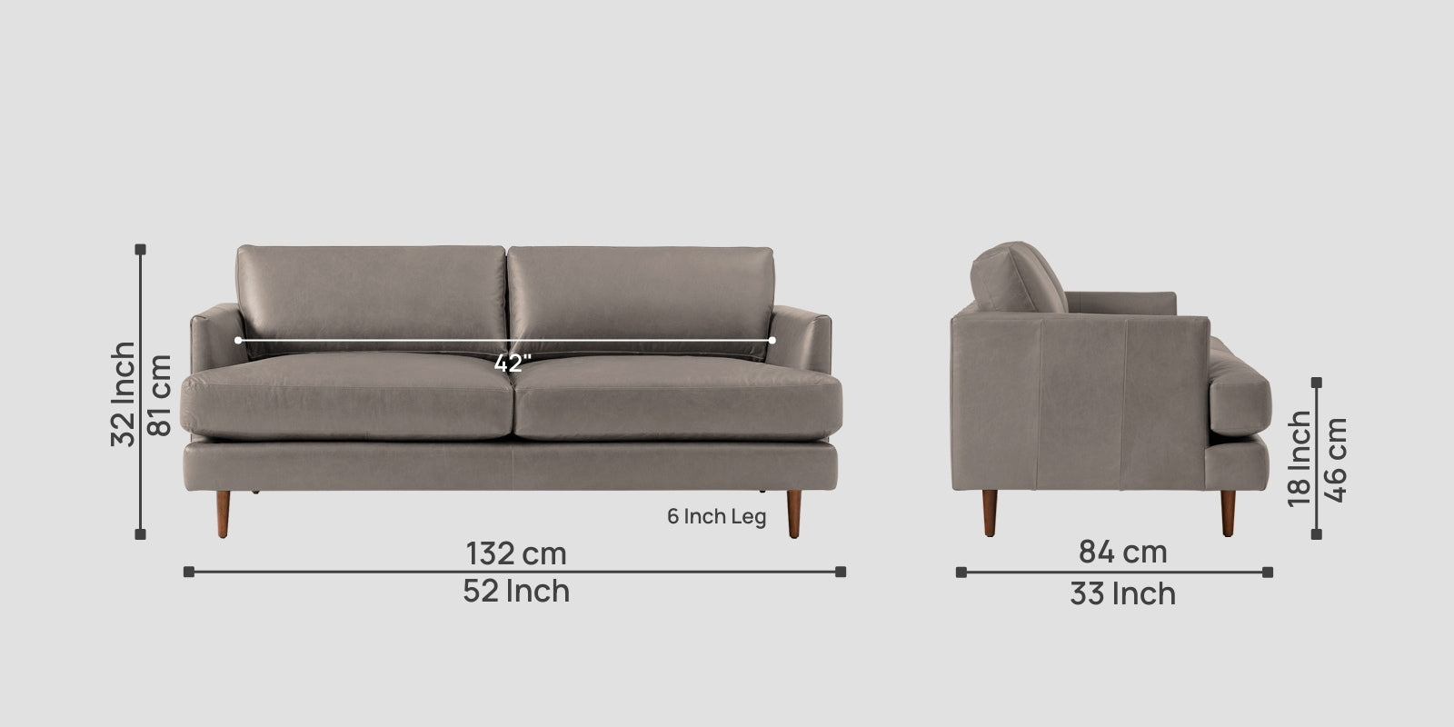 Sterio Leatherette 2 Seater Sofa In Steel Grey Colour - Febonic Living