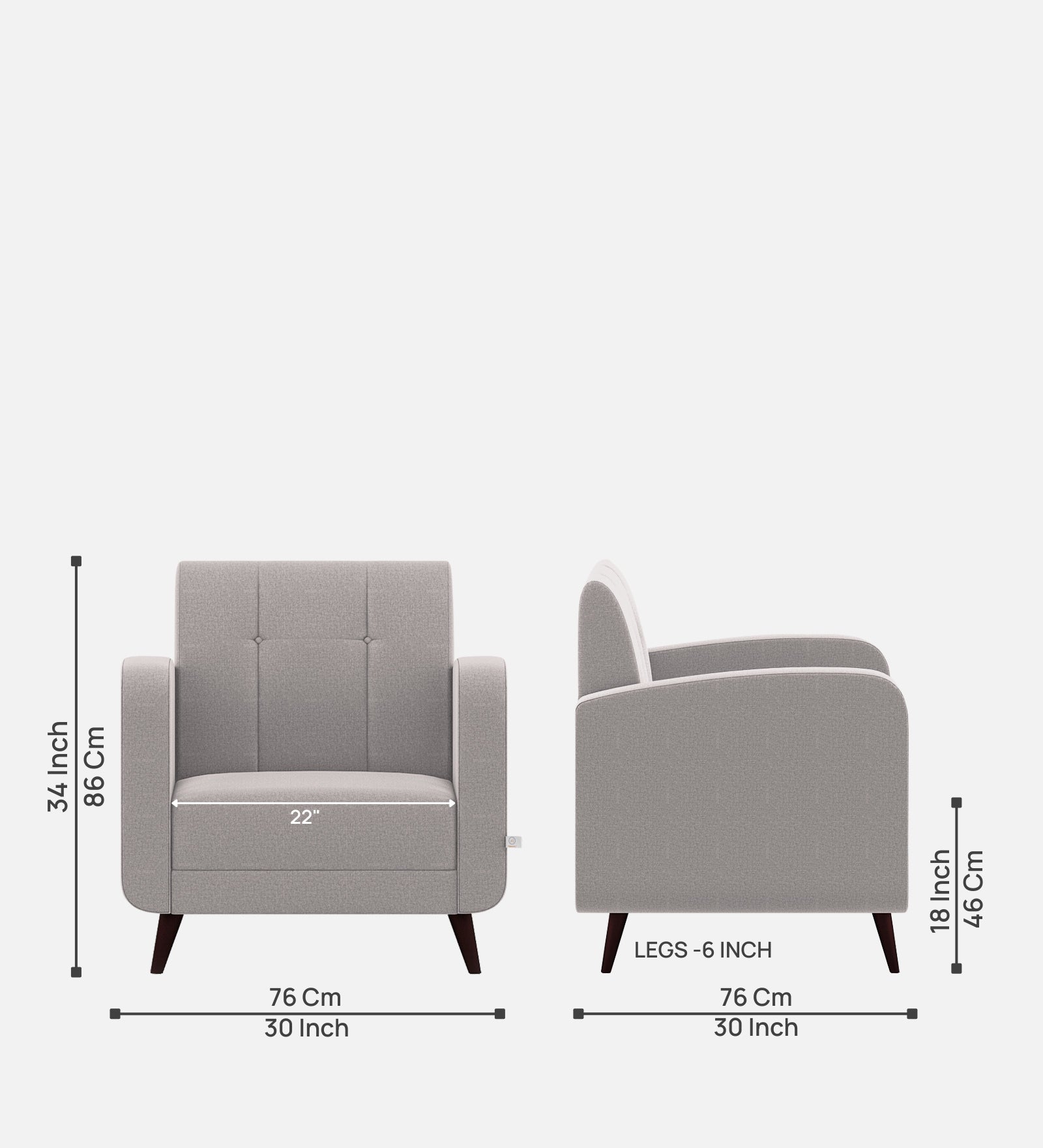 Wiki Velvet 1 Seater Sofa in Pearl Grey Colour