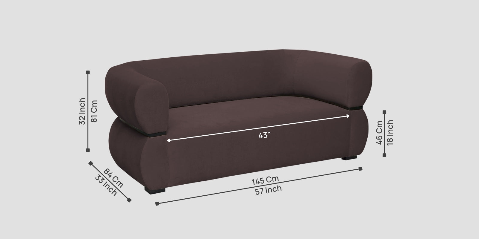 Kula Velvet 2 Seater Sofa In Mocha Brown Colour - Febonic Living