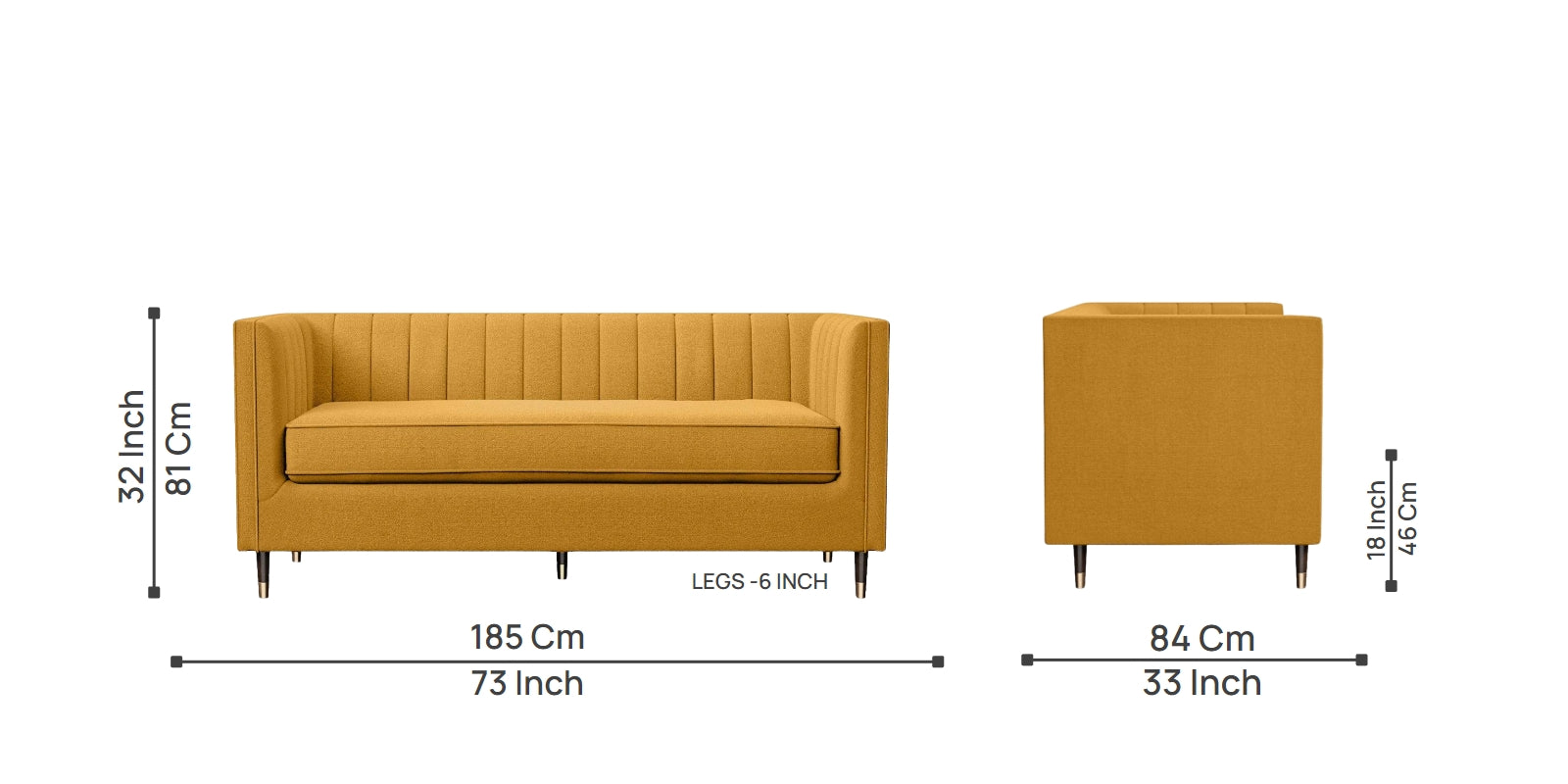 Tolly Fabric 3 Seater Sofa In Blush Yellow Colour - Febonic Living