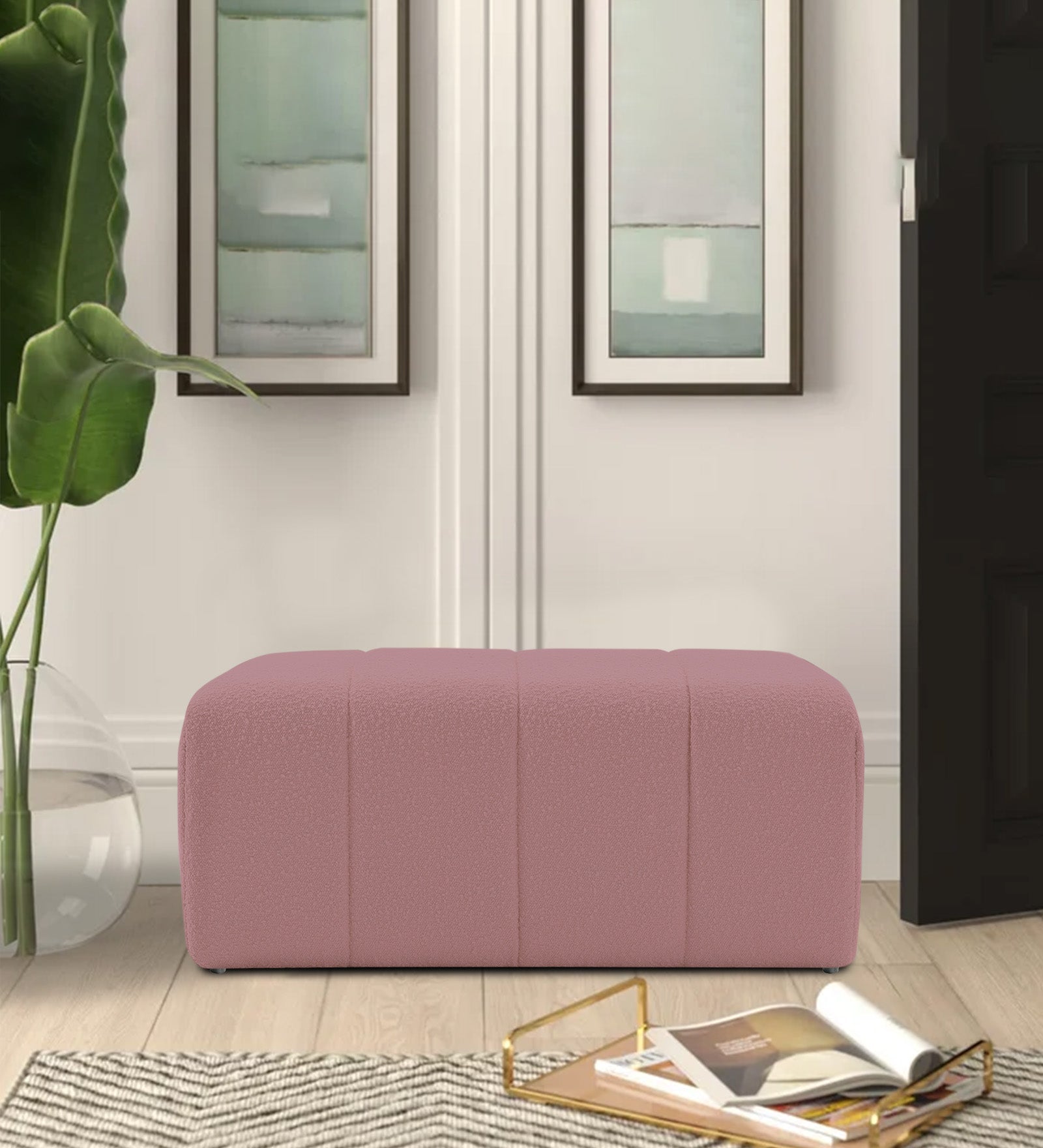 Lark Boucle Bench In Basi Pinc Colour - Febonic Living