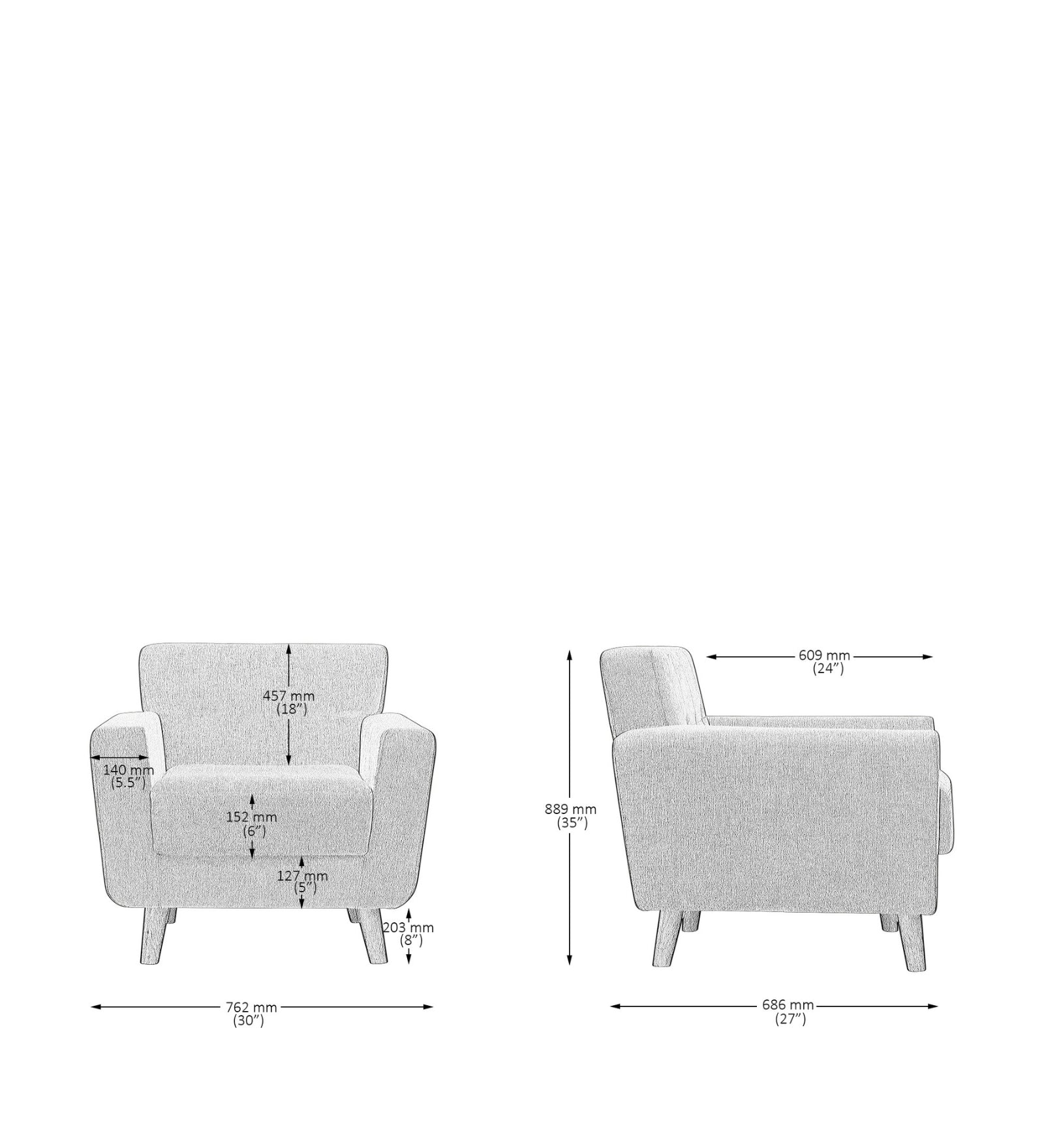 Nathan Fabric Arm Chair In Bold Yellow Colour - Febonic Living