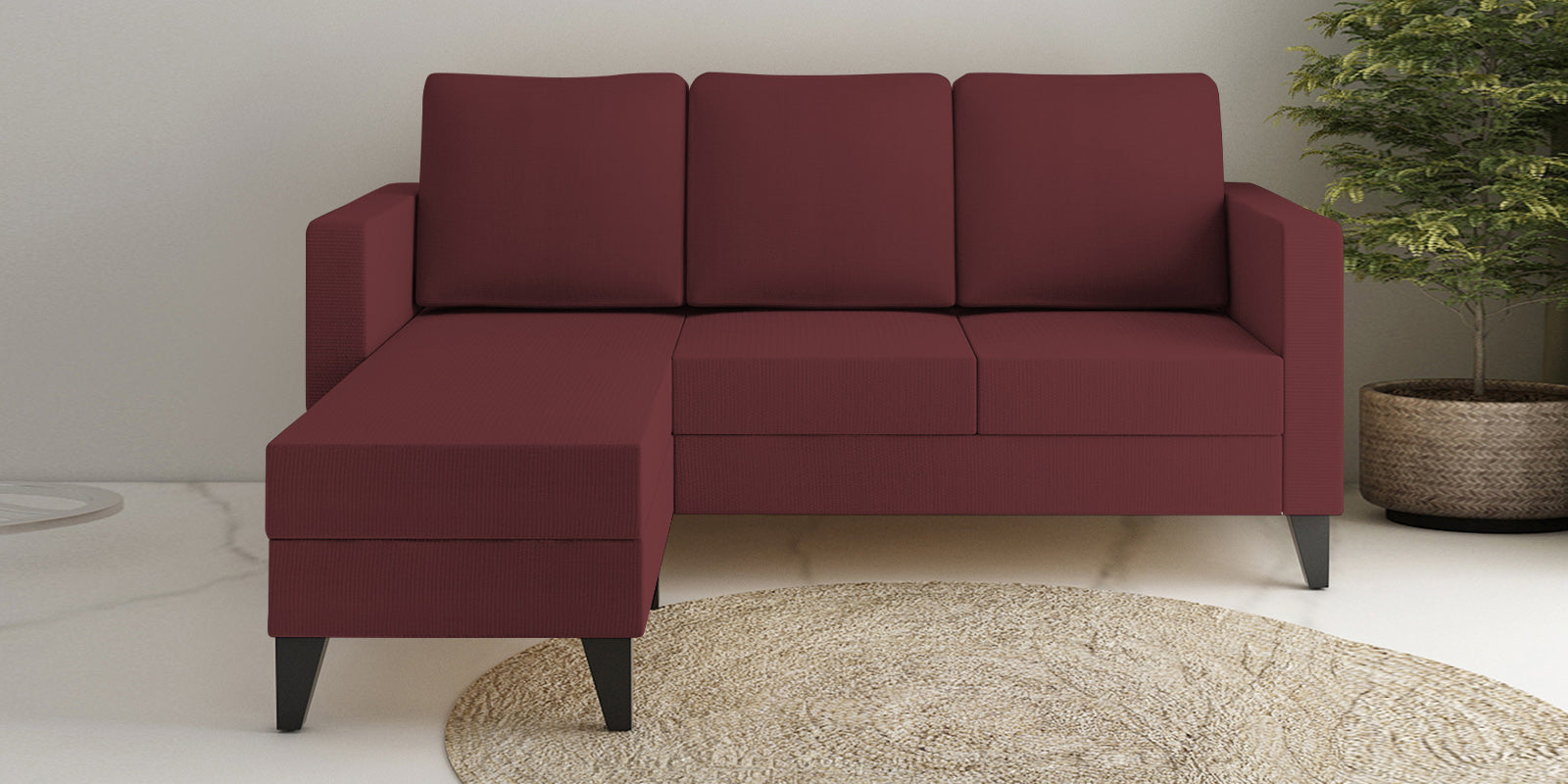 Nori Fabric RHS Sectional Sofa (2+Lounger) In Blaze Red Colour - Febonic Living