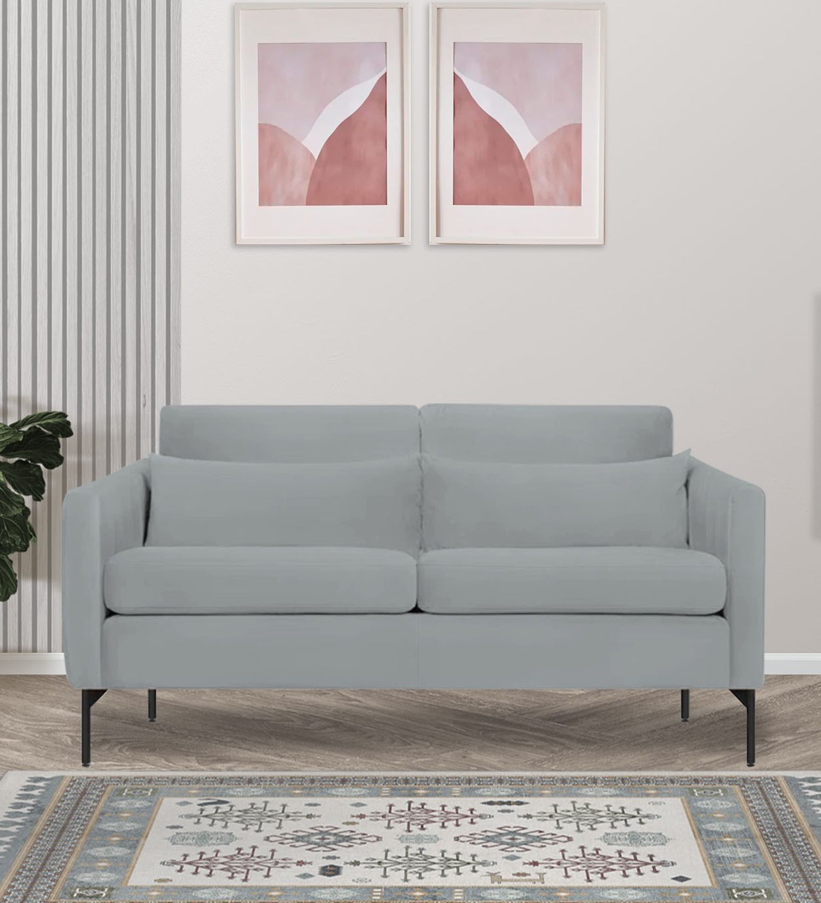 Haru Velvet 2 Seater Sofa In Pearl grey Colour - Febonic Living