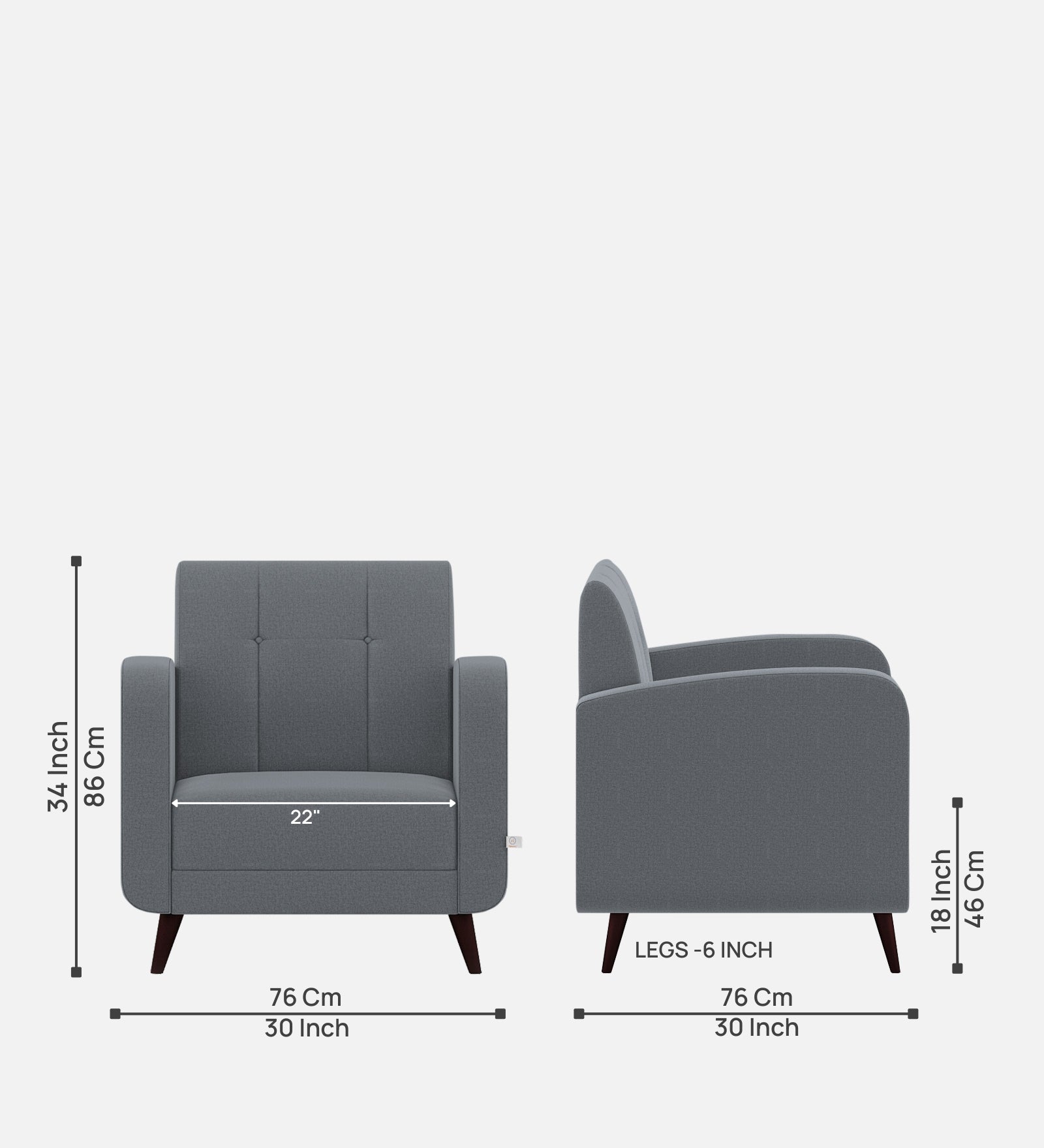 Wiki Velvet 1 Seater Sofa In Pubble Grey Colour - Febonic Living
