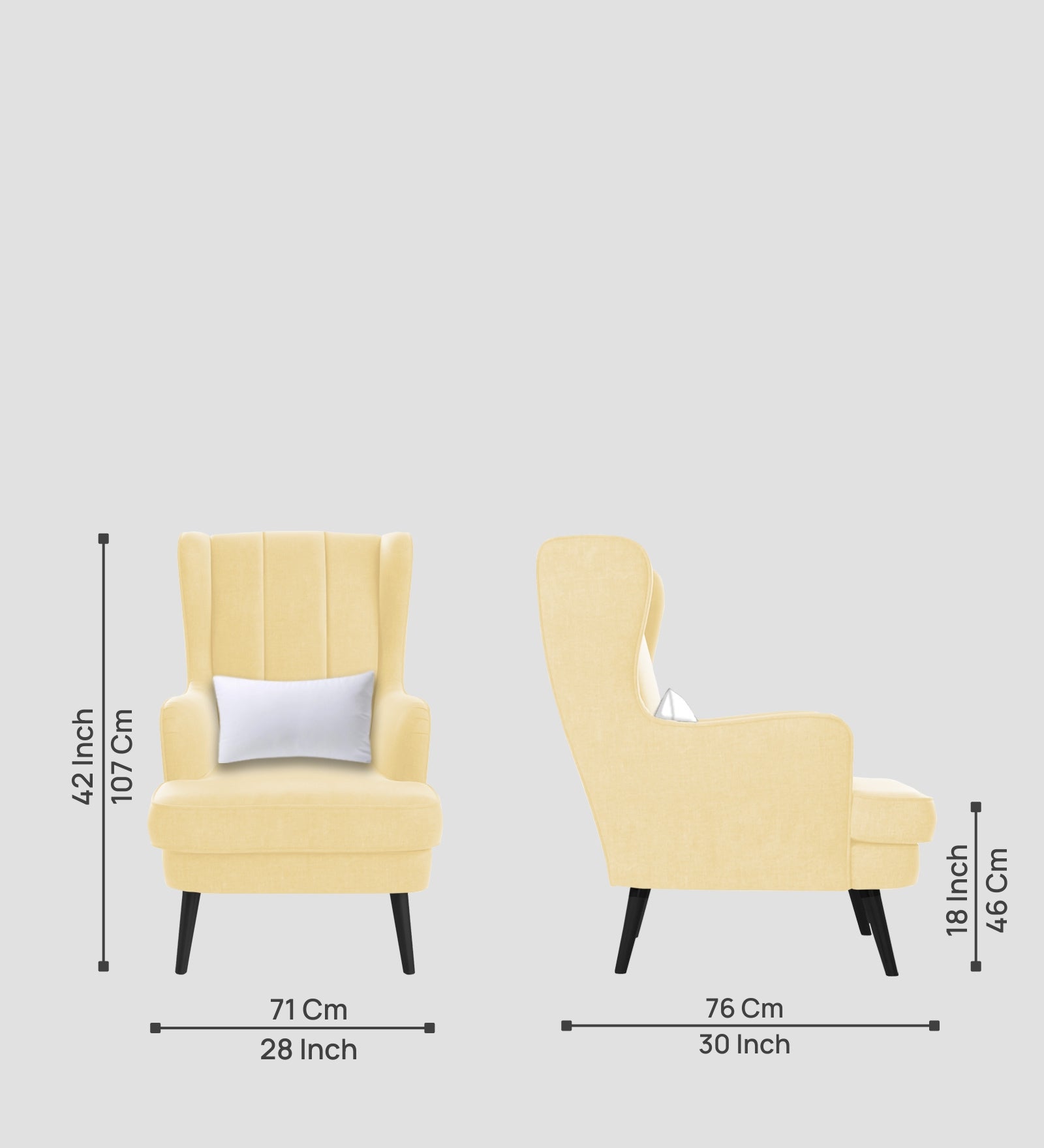 Niya Velvet Wing Chair In Sandy Beige Colour - Febonic Living