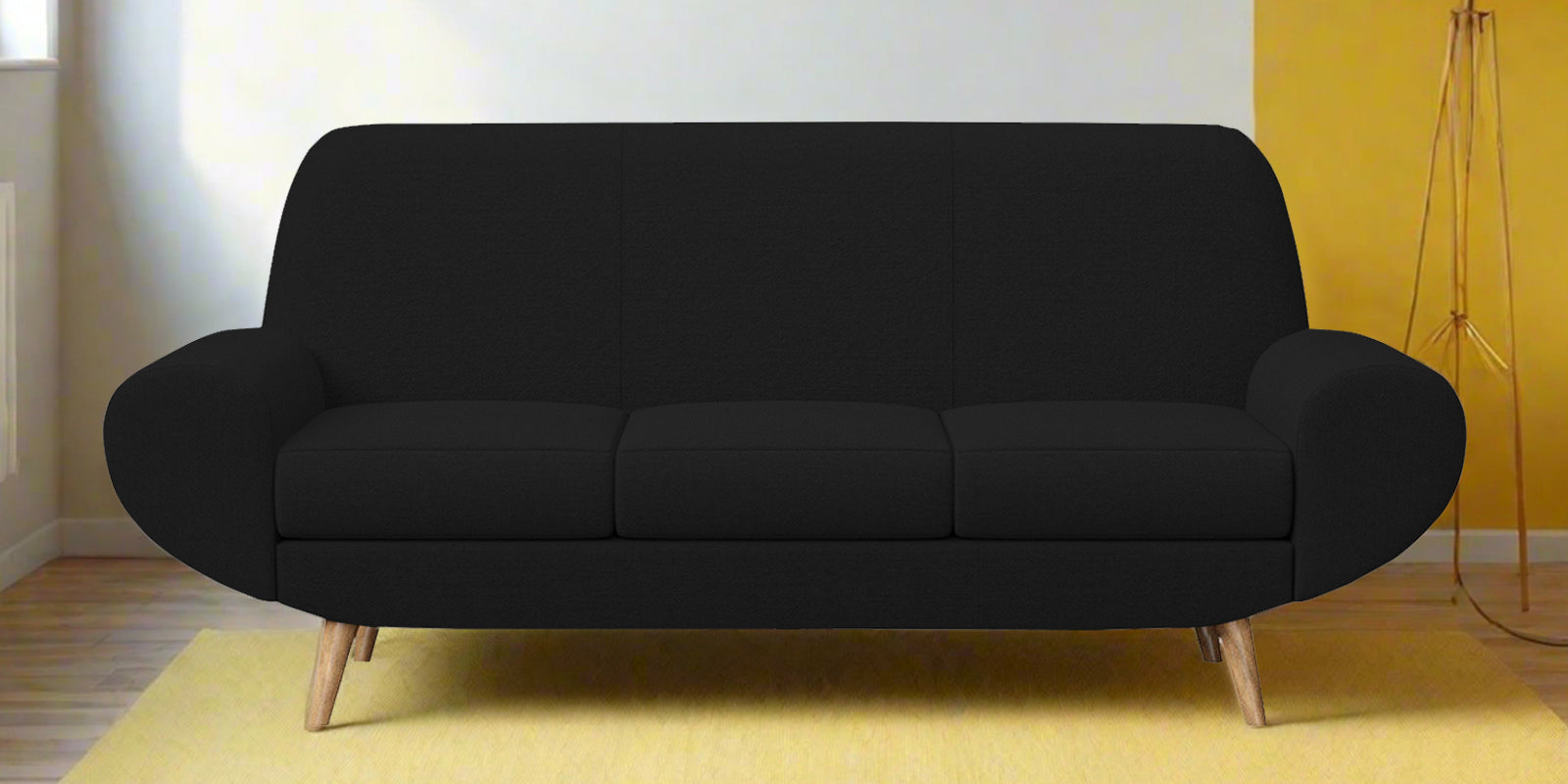 Jessy Fabric 3 Seater Sofa In Zed Black Colour - Febonic Living