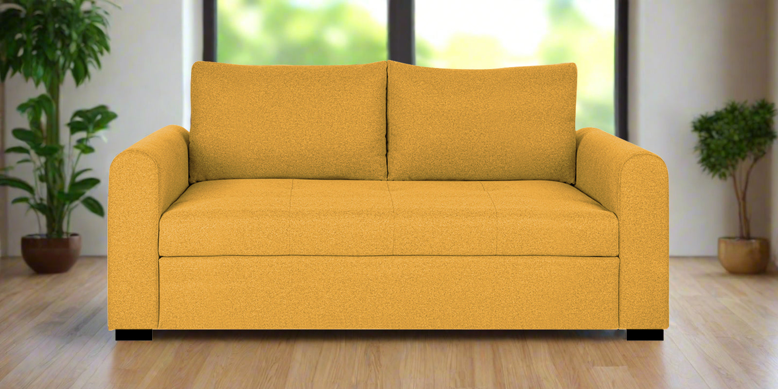 Sigma Fabric 2 Seater Sofa In Bold Yellow Colour - Febonic Living