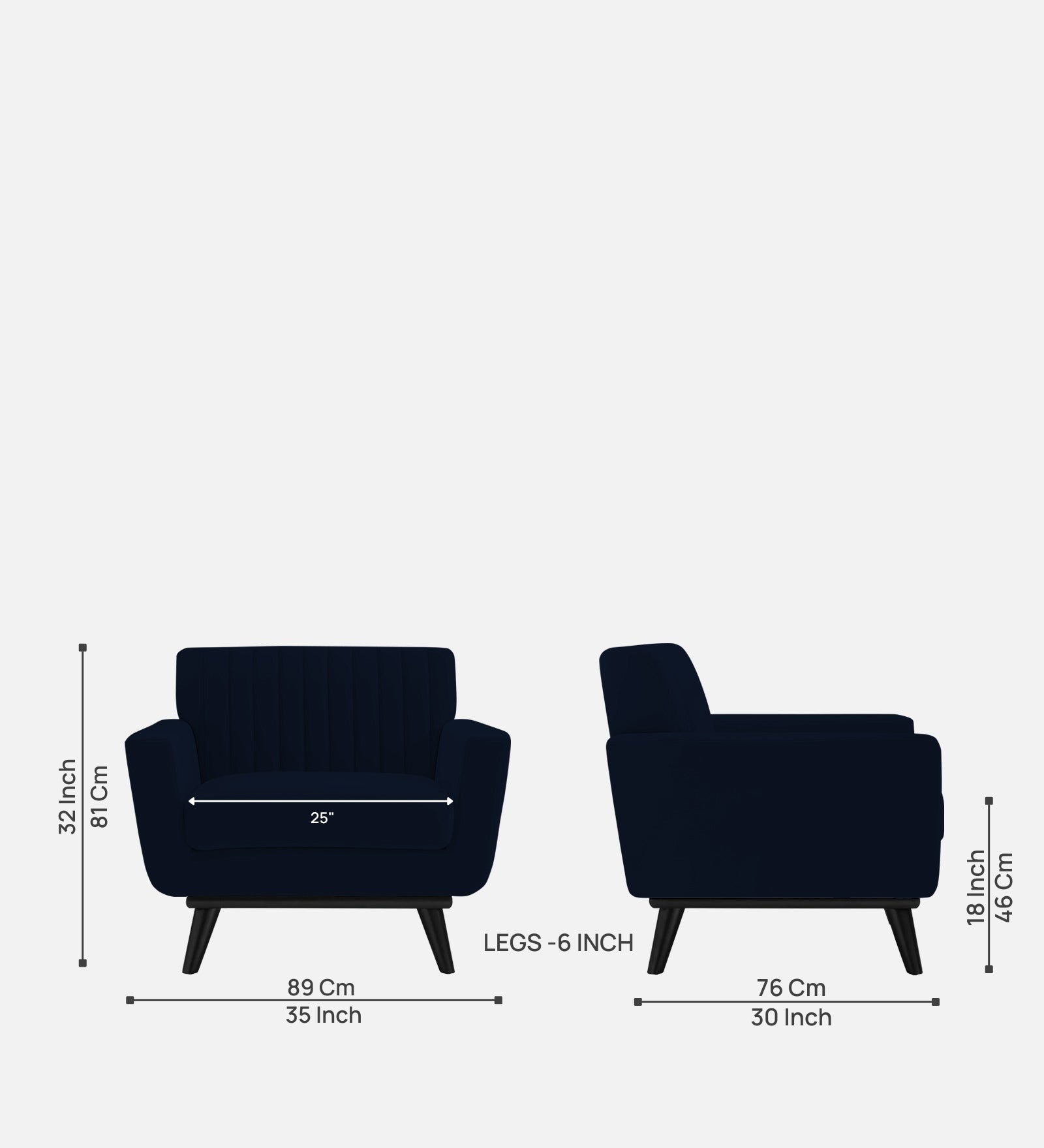Tucker Velvet 1 Seater Sofa In Dark Blue Colour - Febonic Living