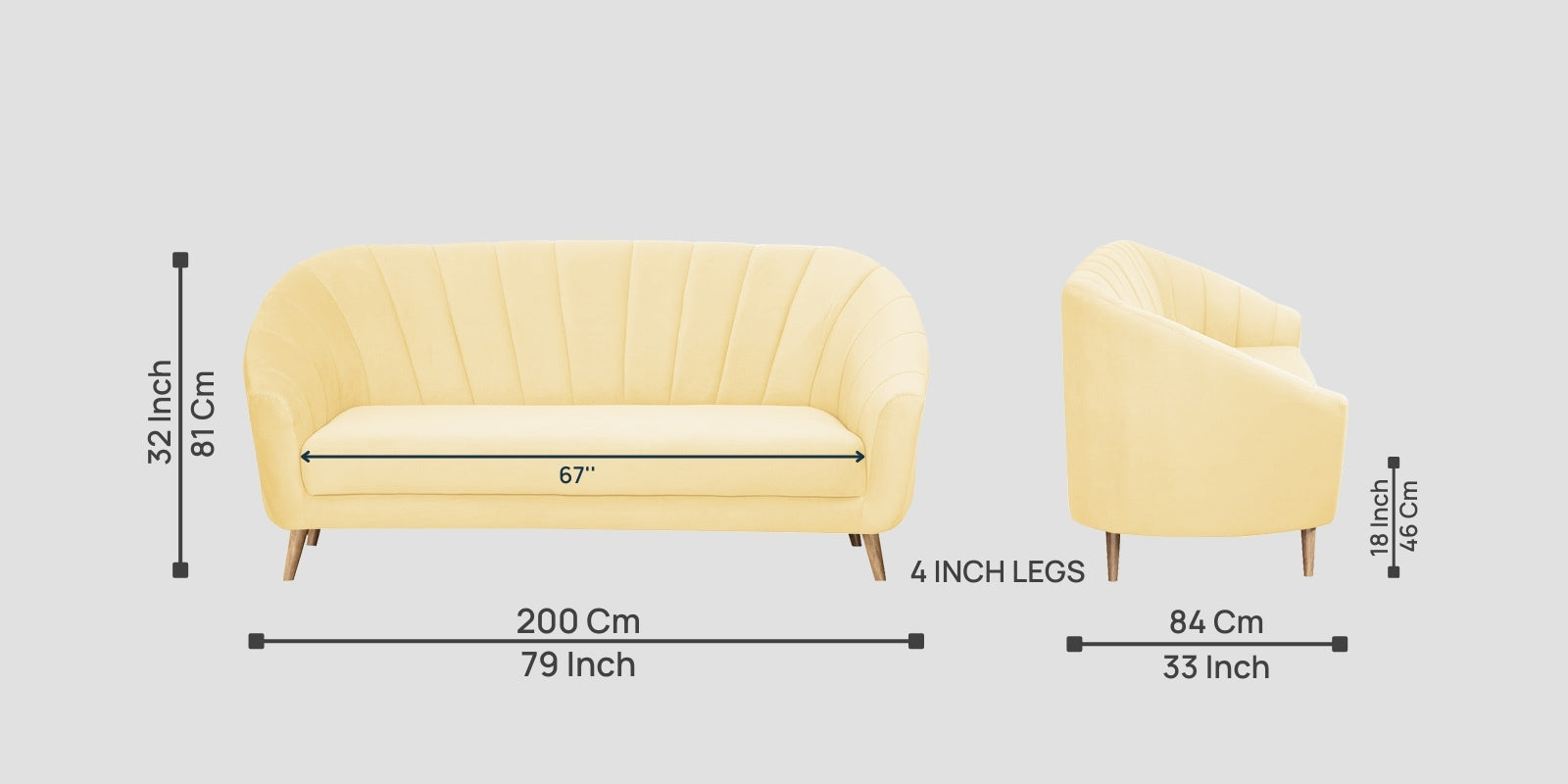 Kaylee Velvet 3 Seater Sofa In Sandy Beige Colour - Febonic Living