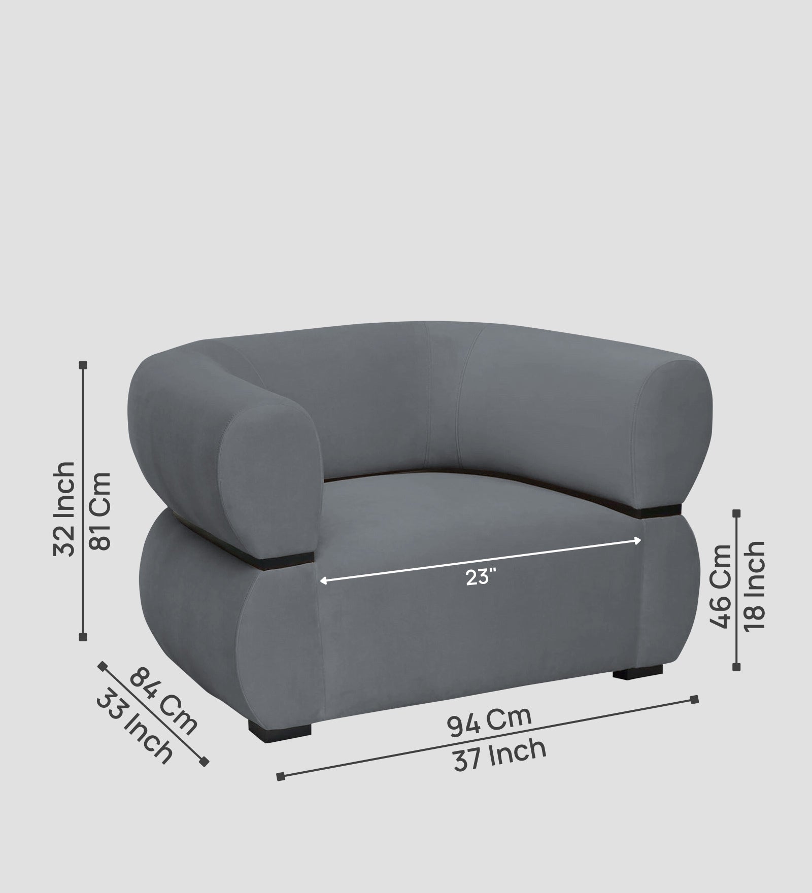 Kula Velvet 1 Seater Sofa In Pubble Grey Colour - Febonic Living