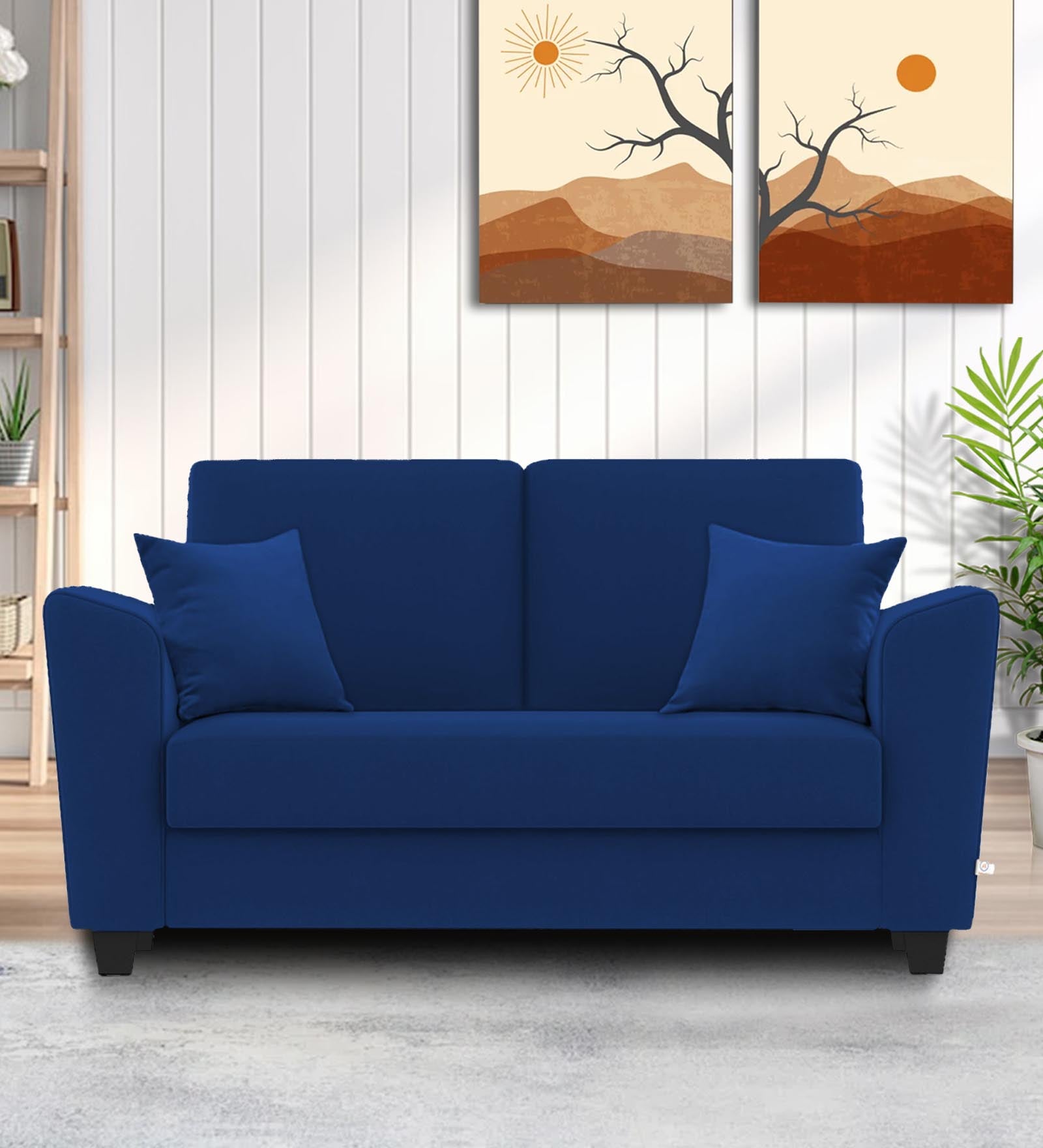 Daku Fabric 2 Seater Sofa In Royal Blue Colour - Febonic Living