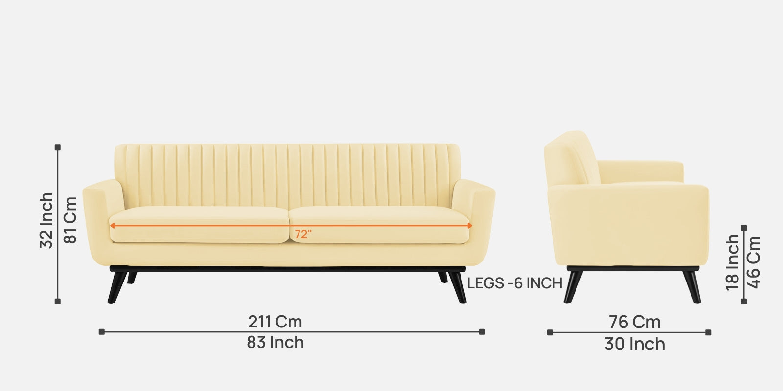 Tucker Velvet 3 Seater Sofa In Sandy Beige Colour - Febonic Living