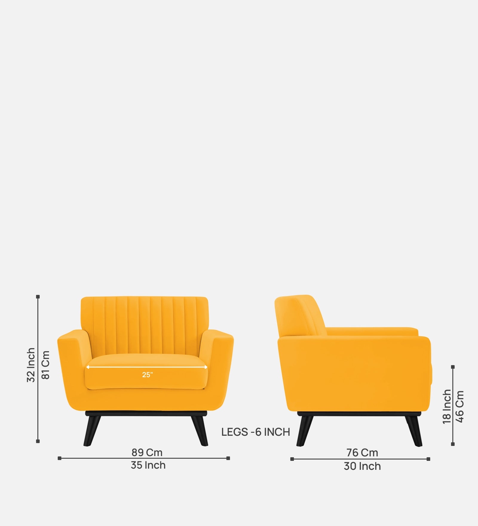 Tucker Velvet 1 Seater Sofa In Safforn Yellow Colour - Febonic Living