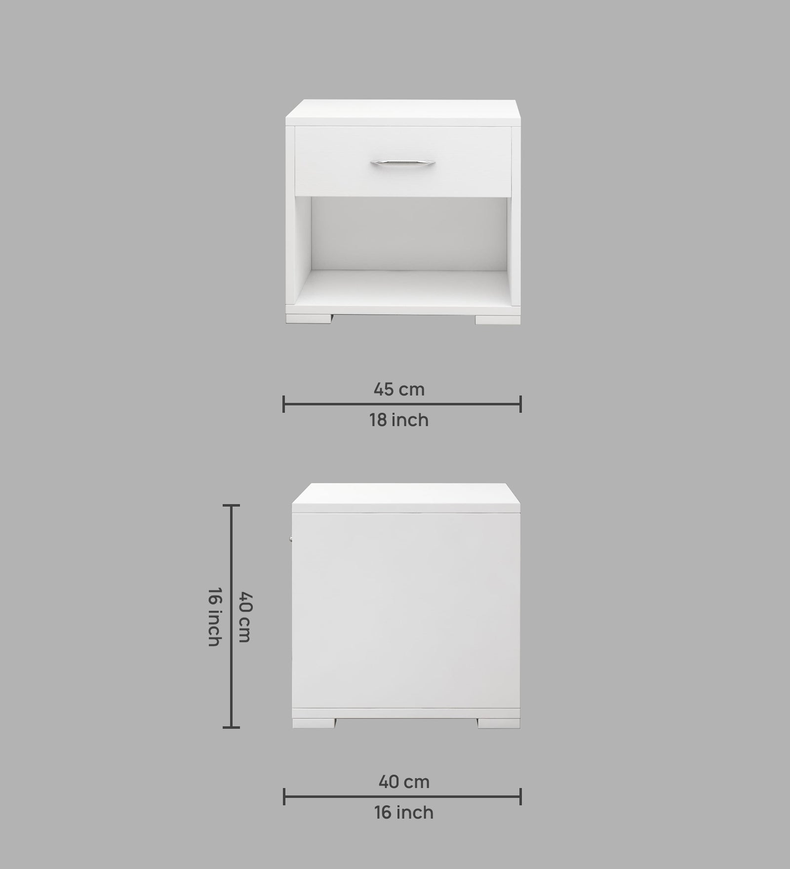 Elvik Bedside Table With Drawer In Frosty White Finish - Febonic Living