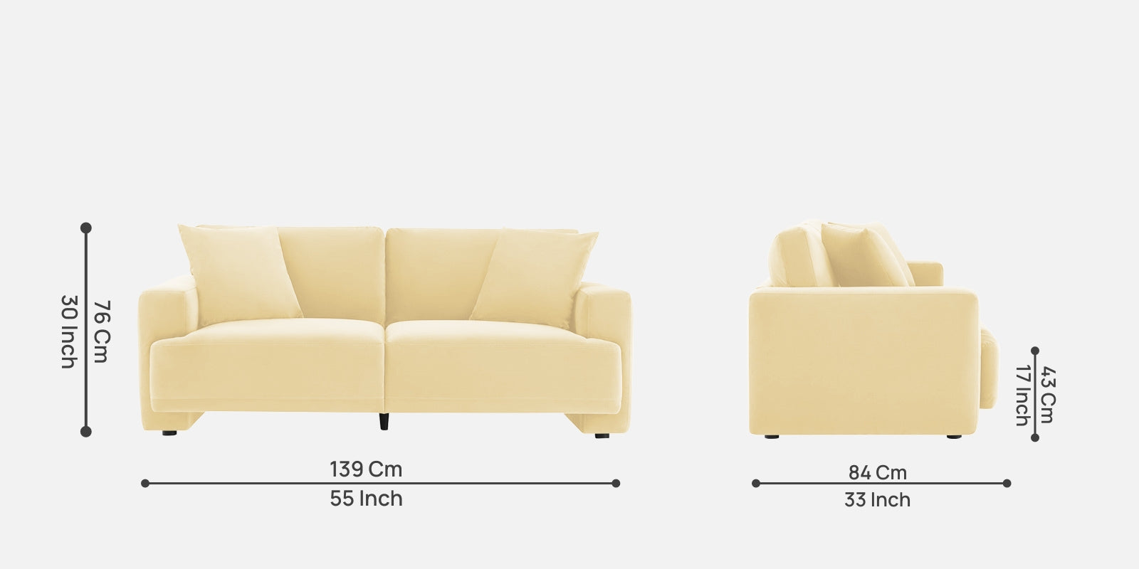 Kosta Velvet 2 Seater Sofa in Sandy Beige Colour