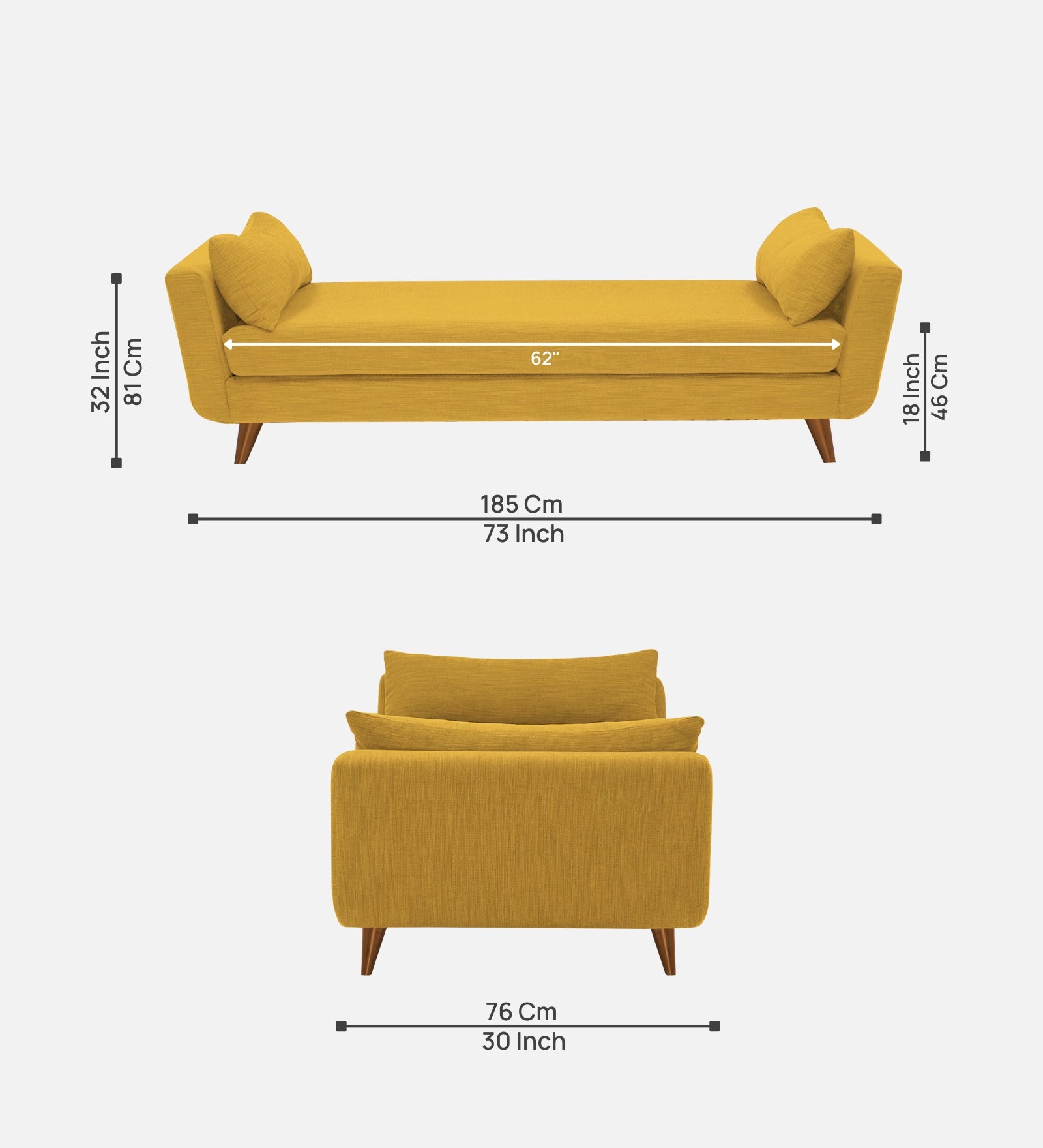 Jasmin Fabric Chaise Lounger In Bold Yellow Colour - Febonic Living