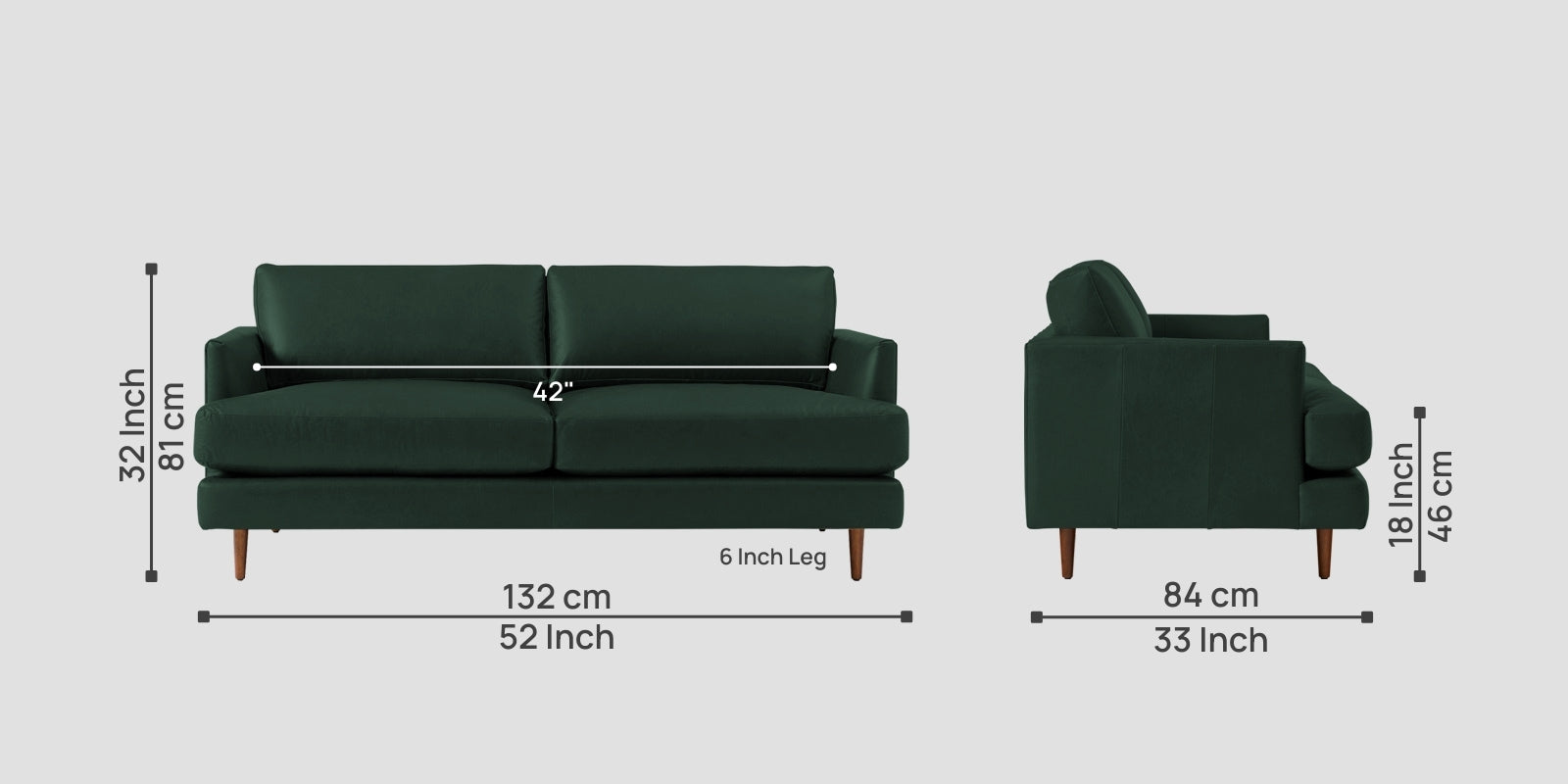 Sterio Leatherette 2 Seater Sofa In Basil Green Colour - Febonic Living