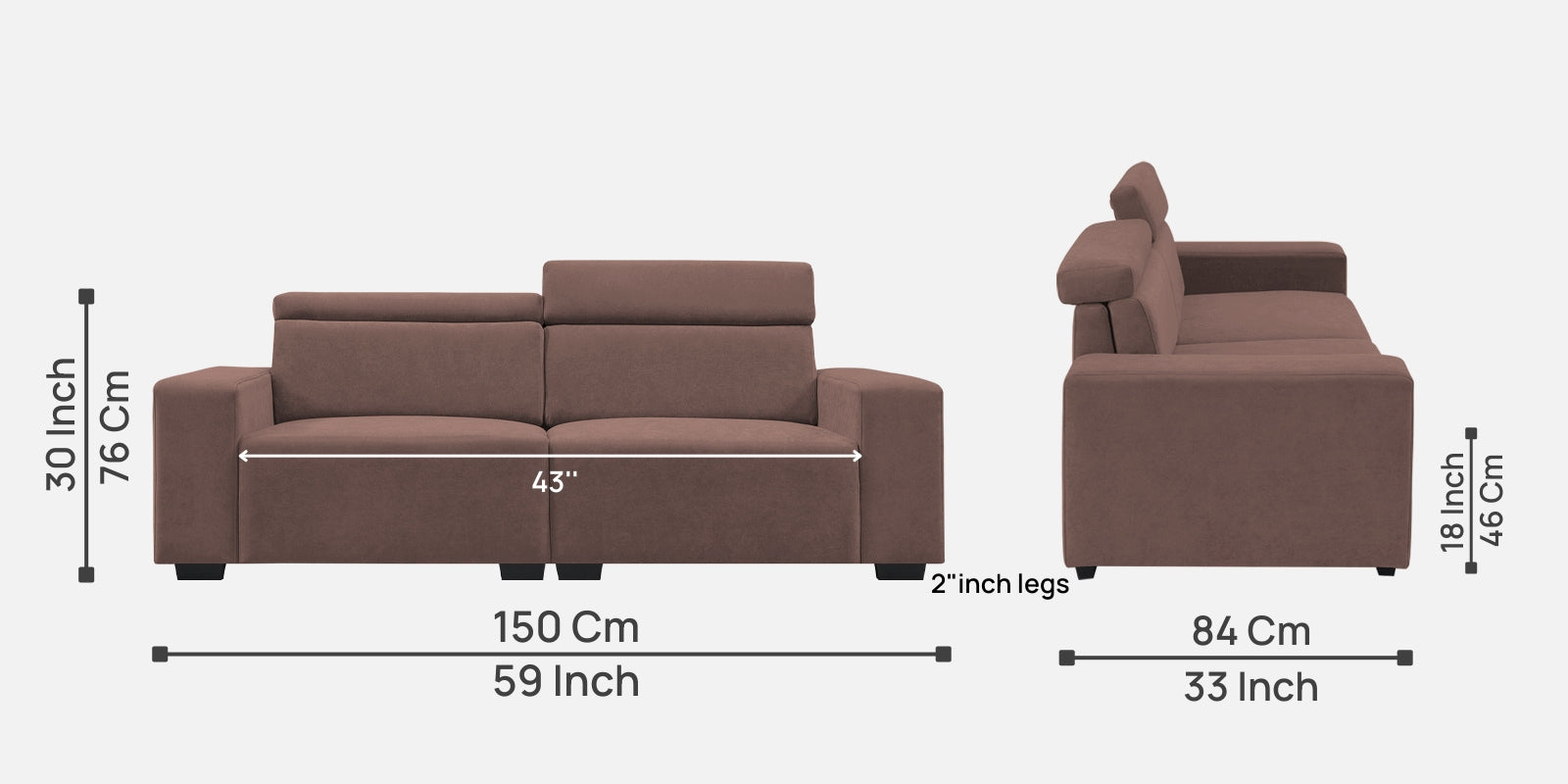 Hiro Fabric 2 Seater Sofa In Berry Wine Colour - Febonic Living