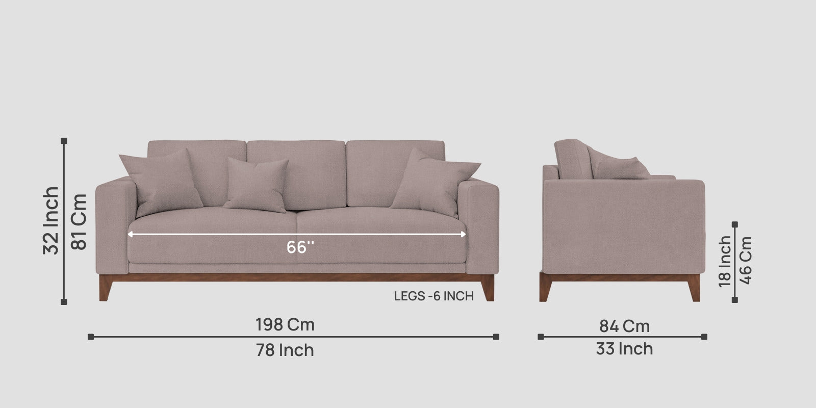 Luca Fabric 3 Seater Sofa In Almond Beige Colour - Febonic Living