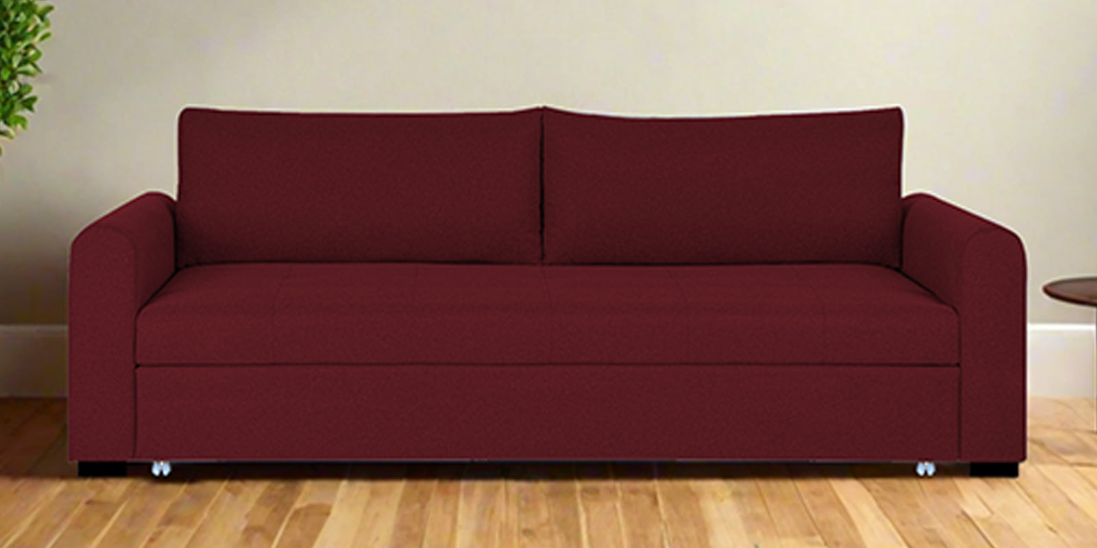 Sigma Fabric 3 Seater Pull Out Sofa Cum Bed In Blood Maroon Colour - Febonic Living