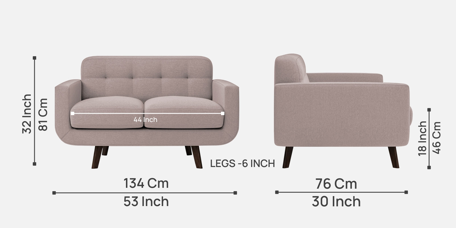 Marsela Fabric 2 Seater Sofa In Almond Beige Colour - Febonic Living