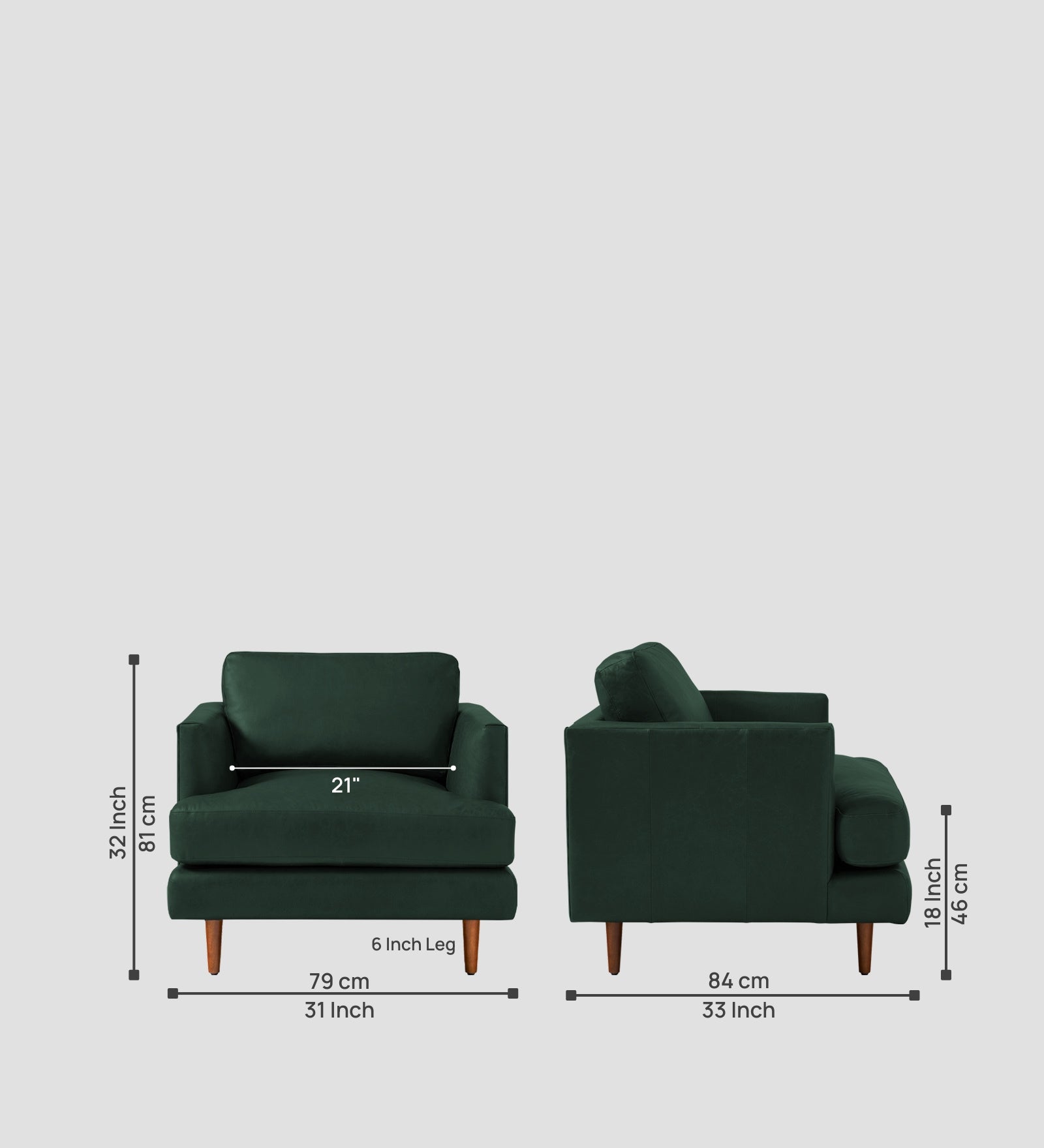 Sterio Leatherette 1 Seater Sofa In Basil Green Colour - Febonic Living